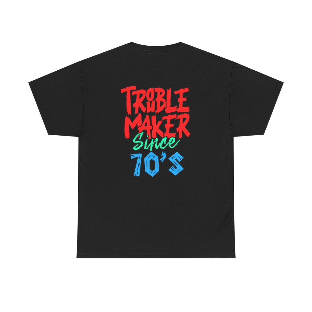 Trouble Maker Since 70s Unisex Heavy Cotton Tee | Funny Graphic Shirt, Vintage Style Top, Gift for Rebel Friends, Casual Wear