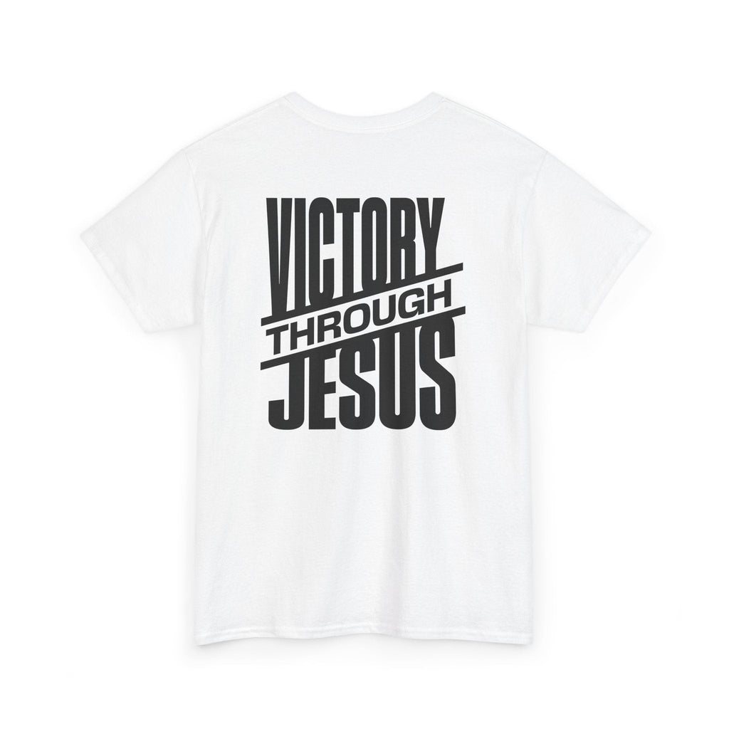 Victory Through Jesus Unisex Heavy Cotton Tee, Inspirational Christian Shirt, Faith-Based Apparel, Unisex T-Shirt, Religious Gift