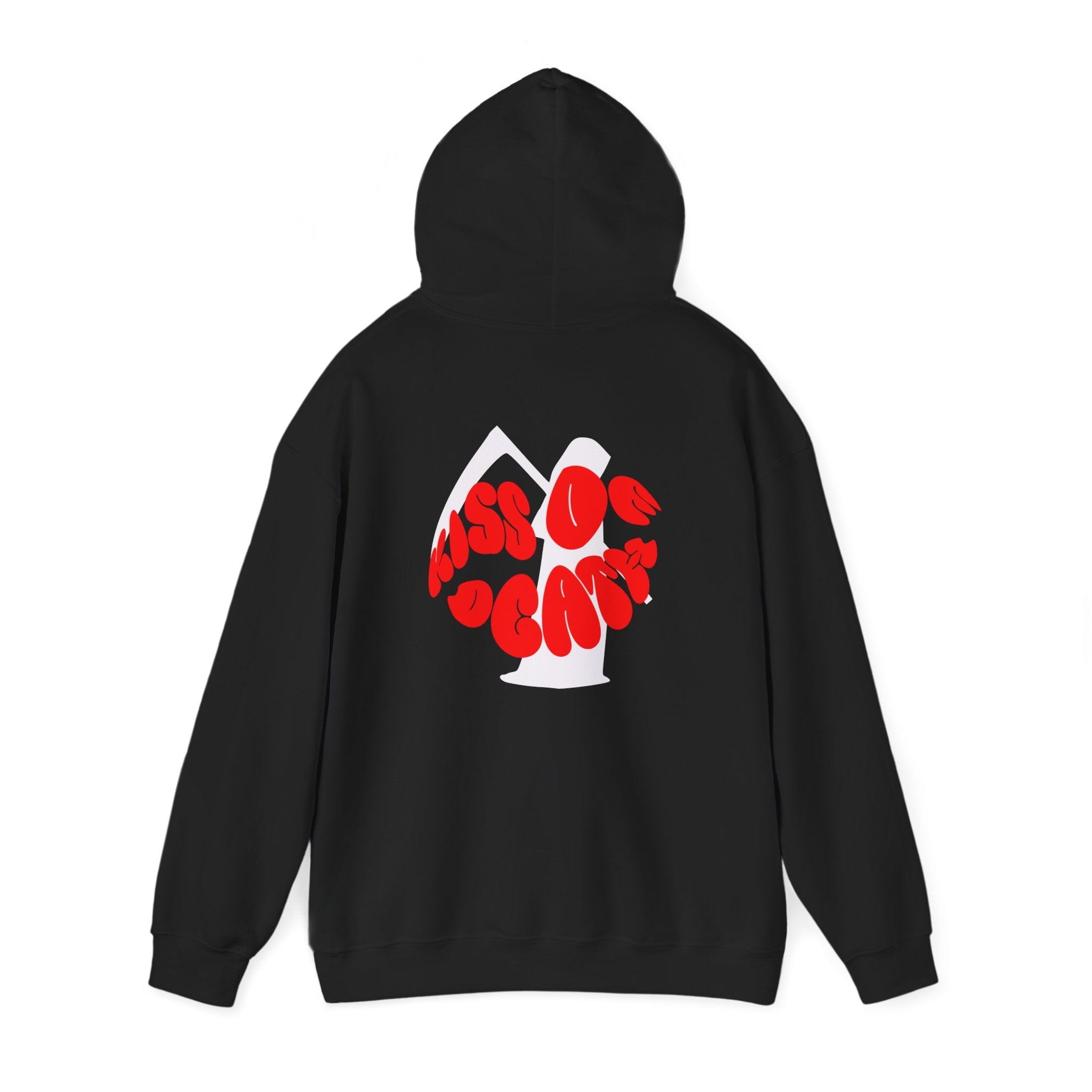Kiss Of Death Hoodie, Black or Navy blue hoodie, Comfy hoodie, Kangaroo pouch pocket, cool design hoodie, Gift for him, Gift for her