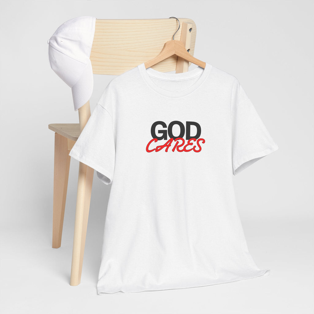 God Cares shirt Unisex Heavy Cotton Tee, Faith Shirt, Christian Apparel, Gift for Believers, Positive Message Tee