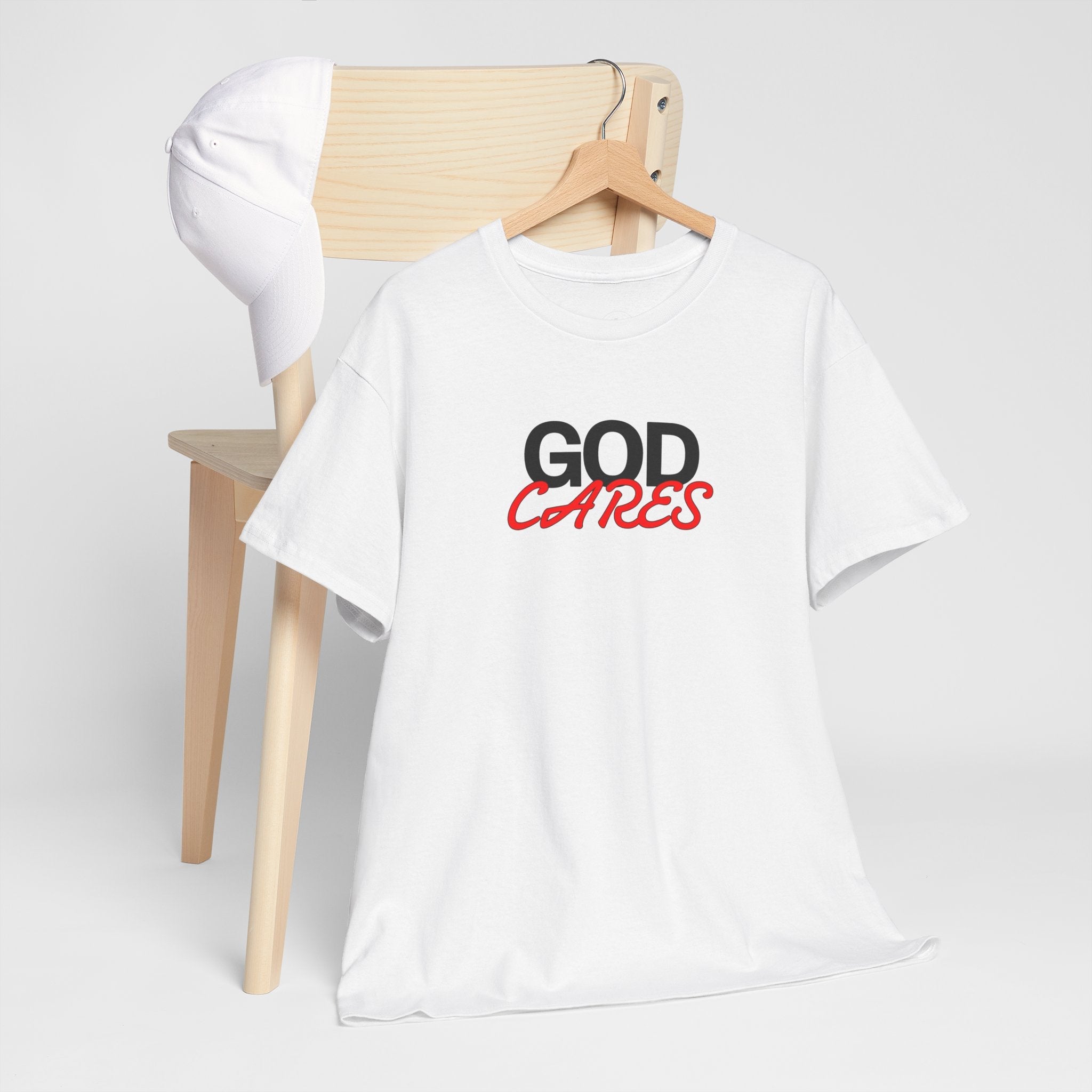 God Cares shirt Unisex Heavy Cotton Tee, Faith Shirt, Christian Apparel, Gift for Believers, Positive Message Tee