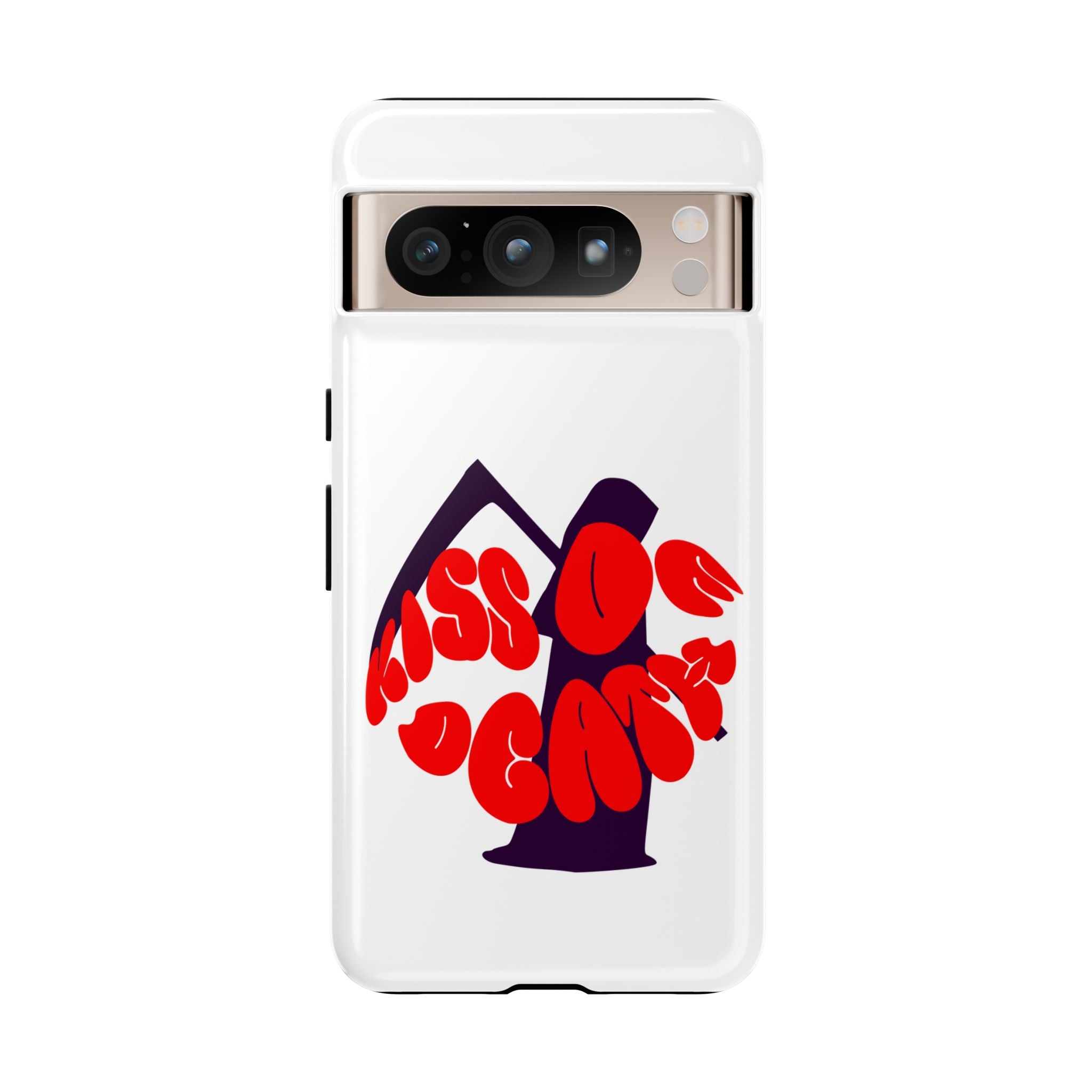 kiss Of Death iPhone Google Pixel Samsung Galaxy, cool design white phone case, iPhone phone Samsung galaxy Google pixel phone case