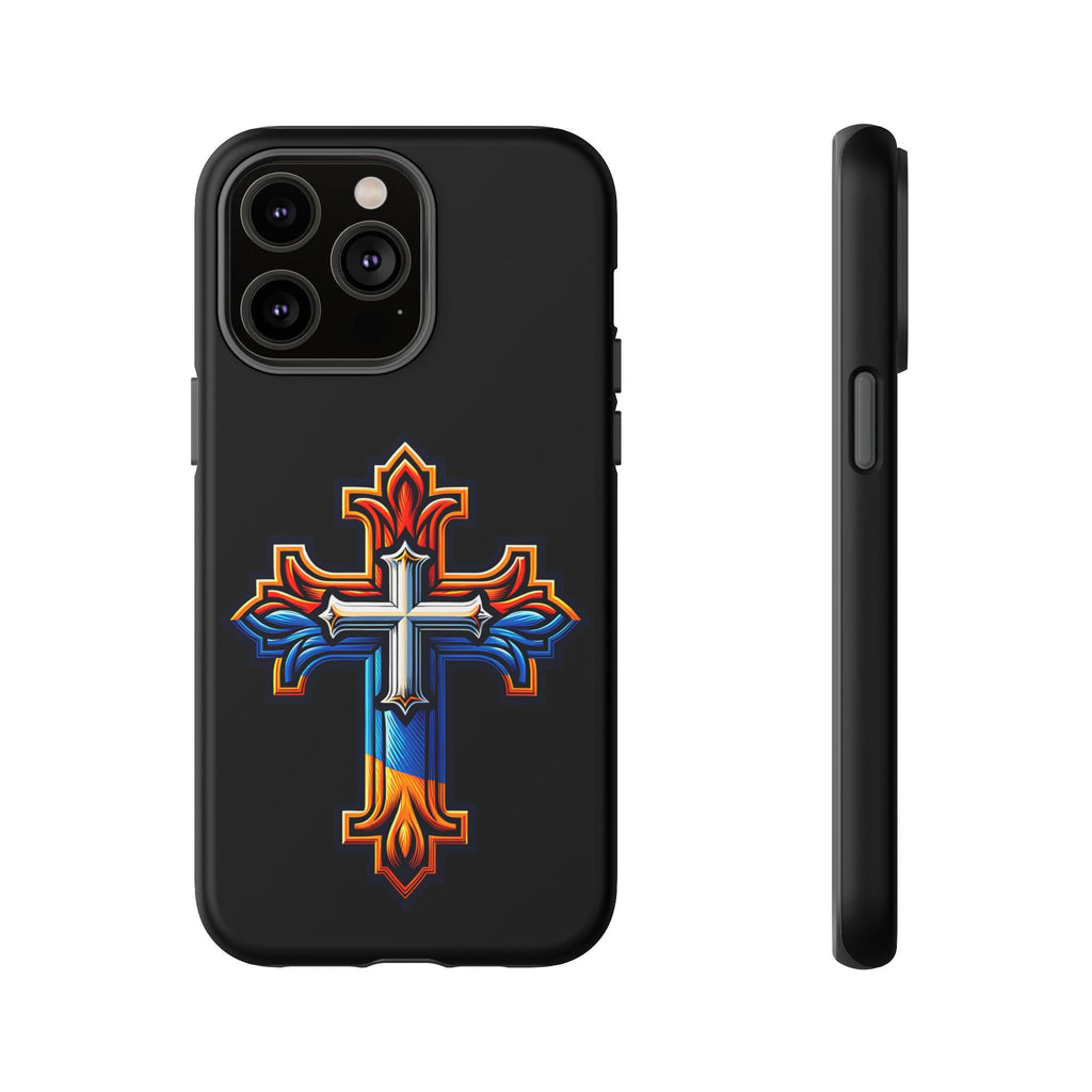 iPhone 16 iPhone 16 Pro iPhone 16 Pro Max iPhone 15 iPhone 15 Pro iPhone 15 Pro Max Armenian Cross phone case black, Christian phone case