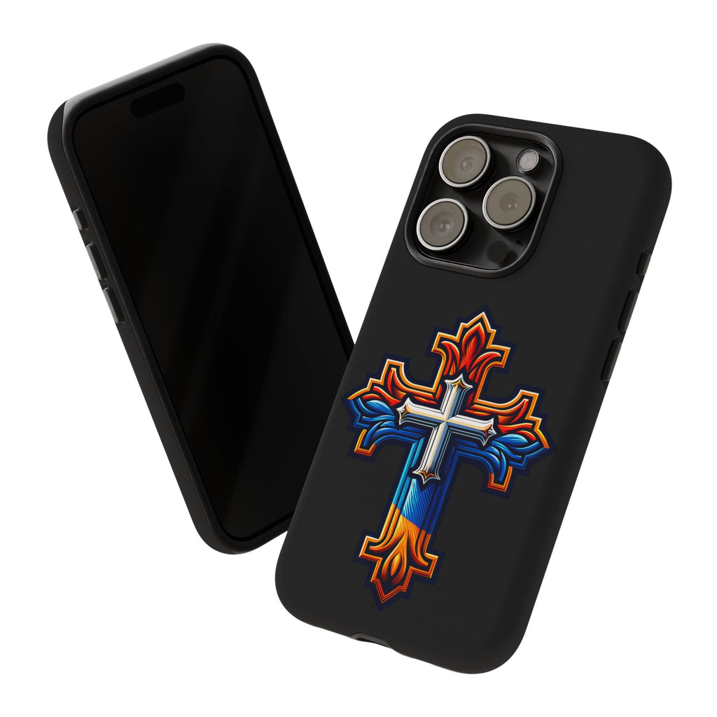 iPhone 16 iPhone 16 Pro iPhone 16 Pro Max iPhone 15 iPhone 15 Pro iPhone 15 Pro Max Armenian Cross phone case black, Christian phone case