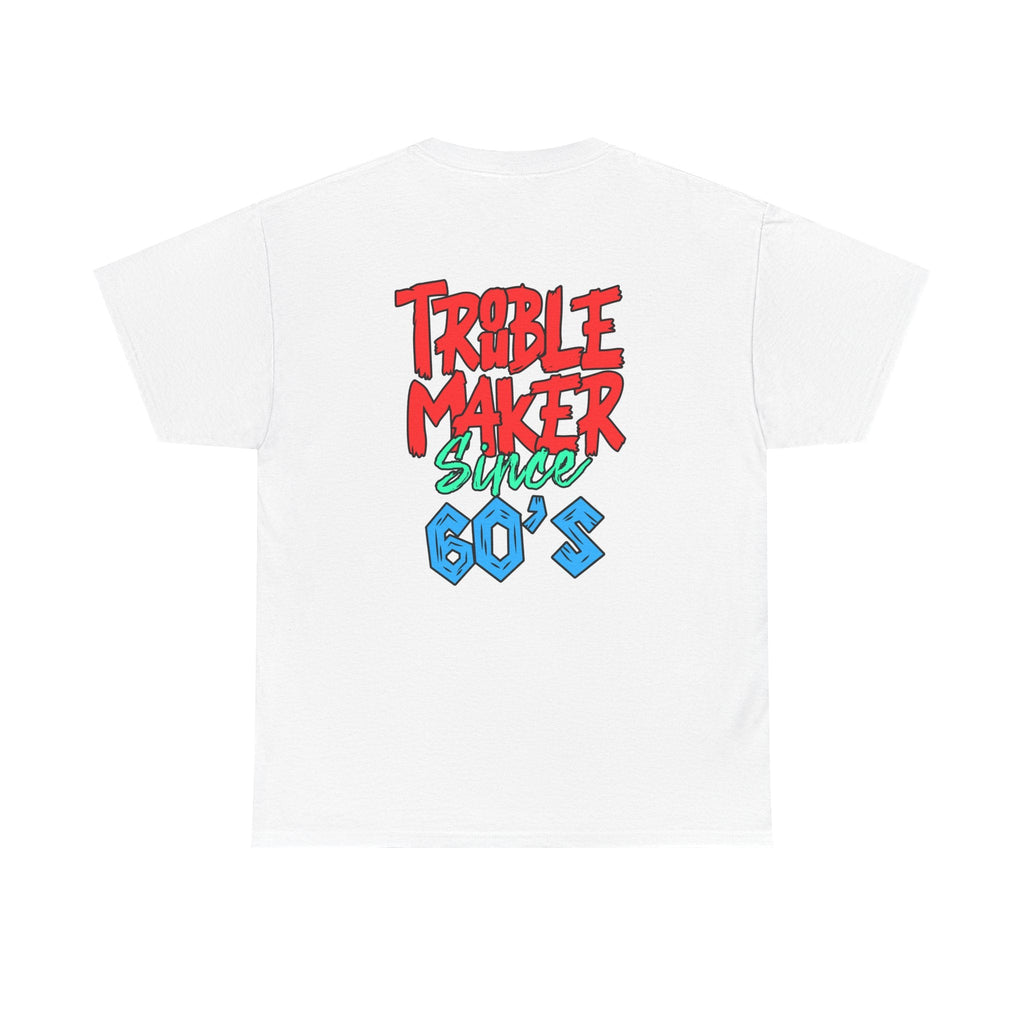 Trouble Maker Since 60s Unisex Heavy Cotton Tee | Funny Graphic Shirt, Vintage Style Top, Gift for Rebel Friends, Casual Wear