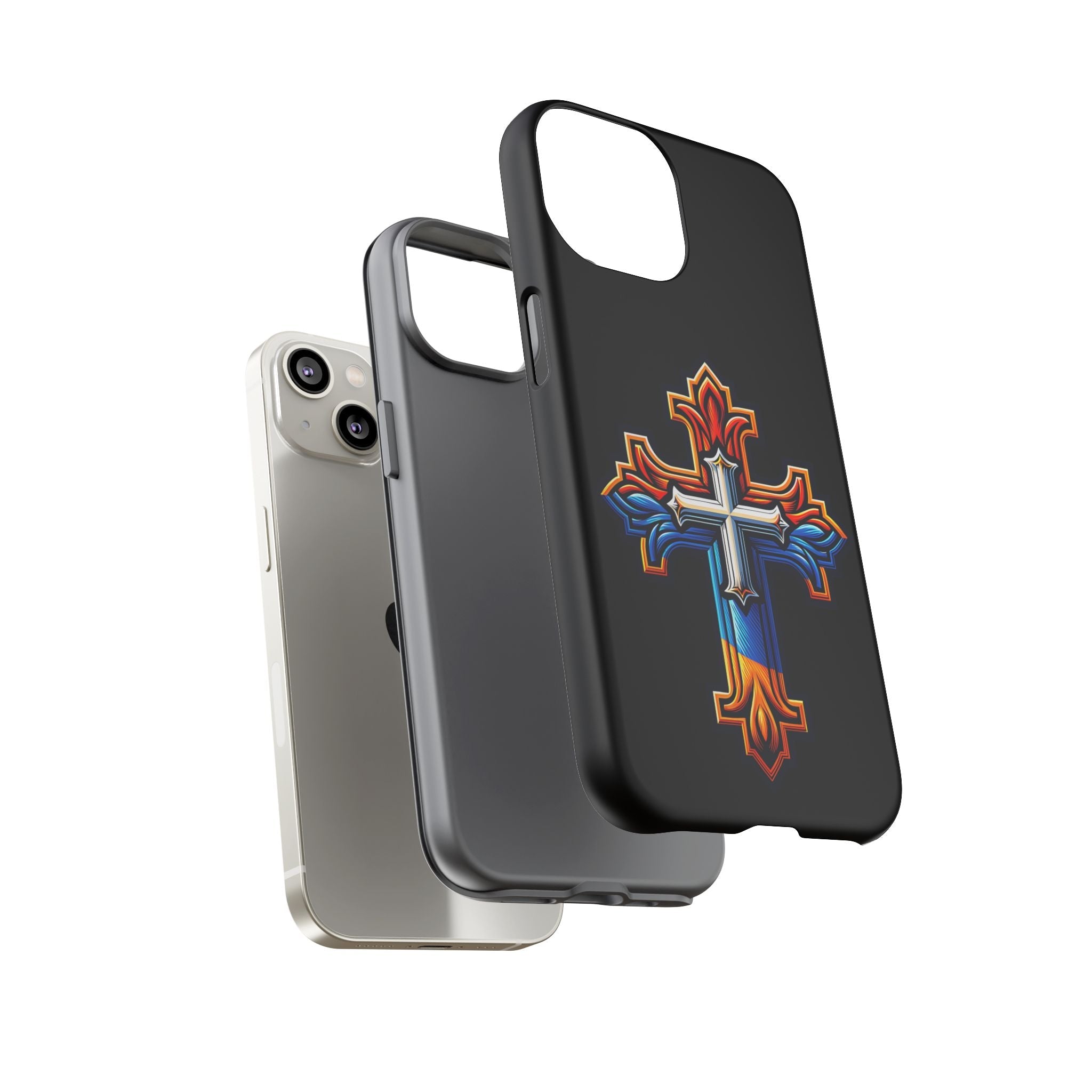 iPhone 16 iPhone 16 Pro iPhone 16 Pro Max iPhone 15 iPhone 15 Pro iPhone 15 Pro Max Armenian Cross phone case black, Christian phone case