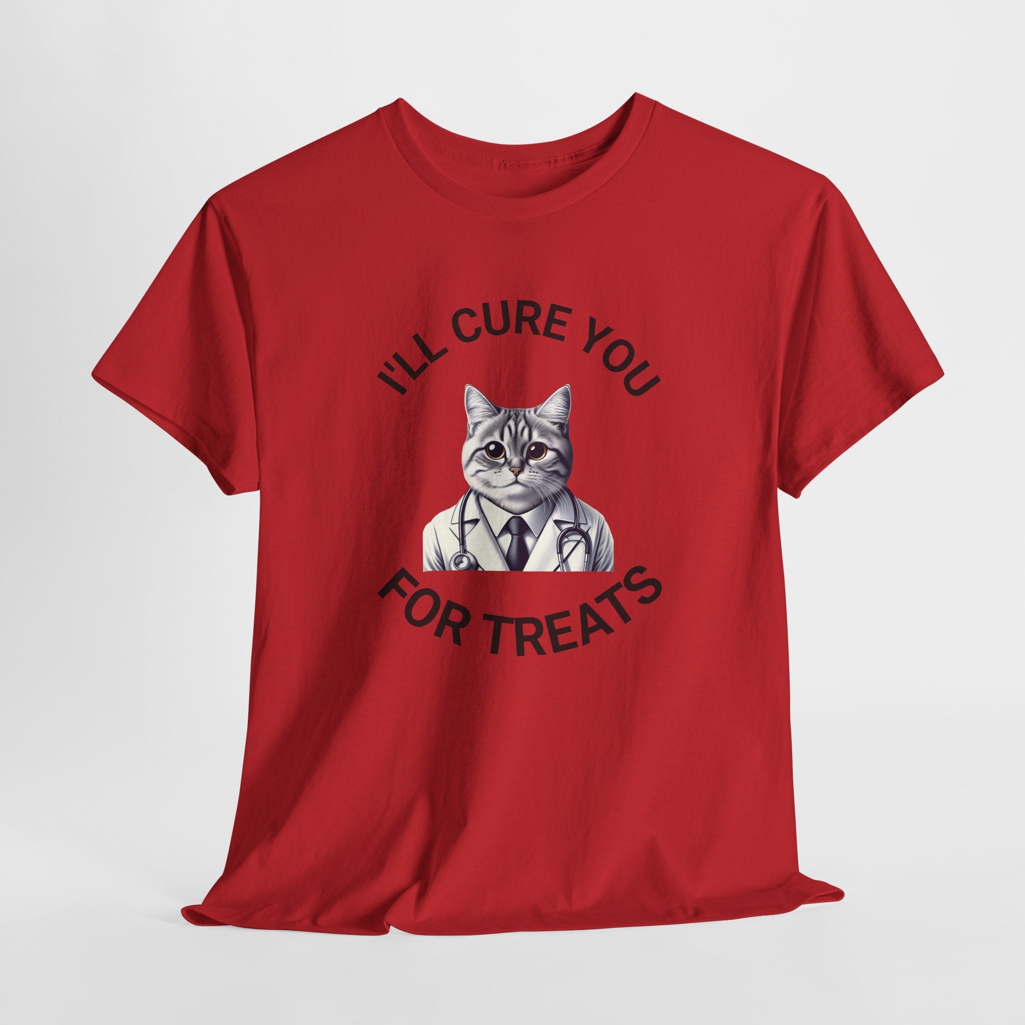Cat Doctor Unisex Heavy Cotton Tee, Funny Cat Shirt for Pet Lovers, Gift for Vet Assistants, Casual Wear, Animal Lover's Tee