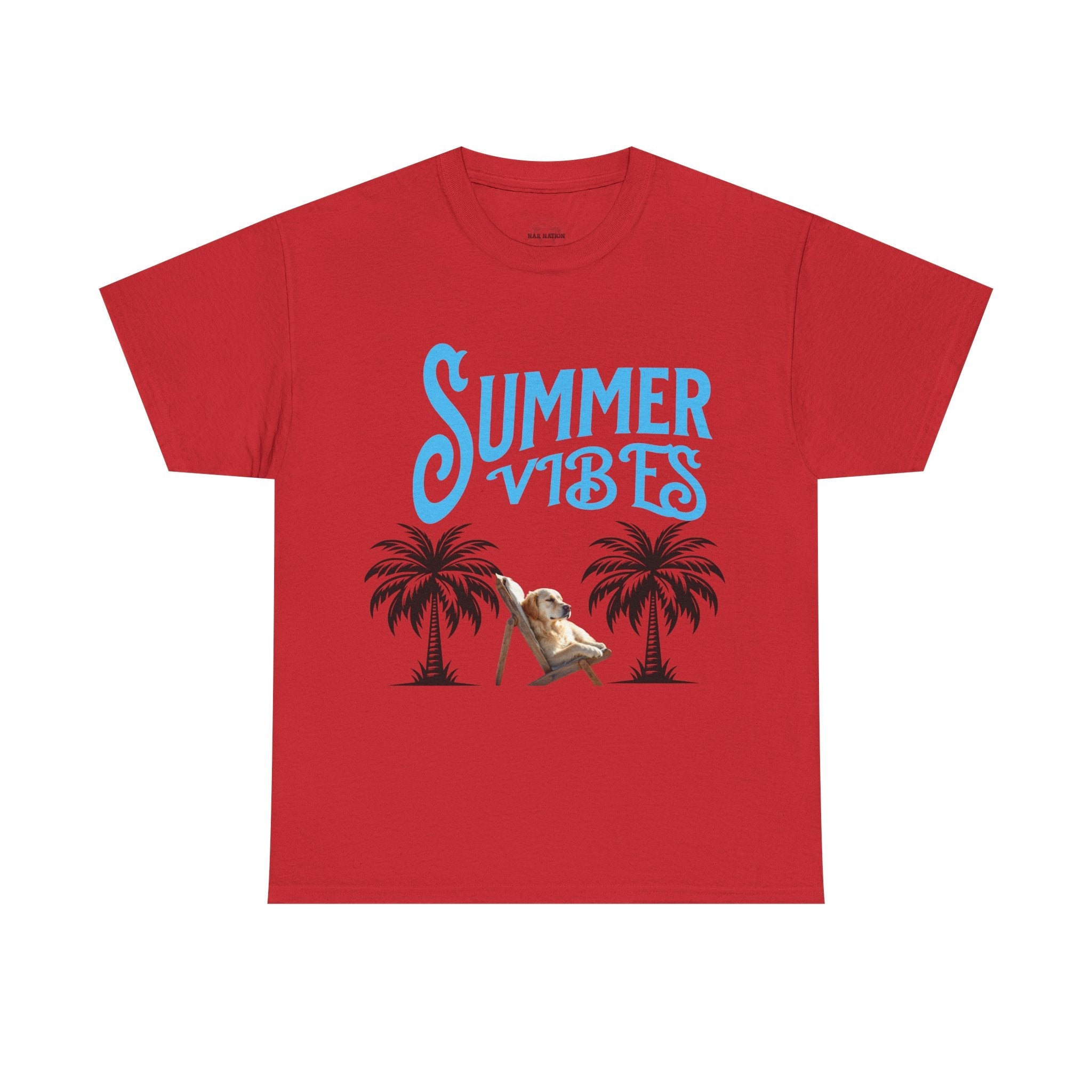 Dog lovers shirt Summer Vibes Unisex Heavy Cotton Tee, Relaxed Fit T-Shirt, Vacation Wear, Gift for Him/Her, Casual Summer Top