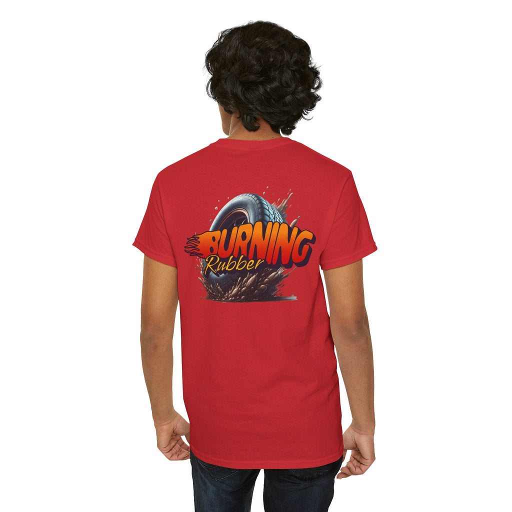 Burning Rubber Unisex Heavy Cotton Tee, Car Enthusiast Gift, Racing Shirt, Casual Everyday Wear, Streetwear, Automotive Apparel