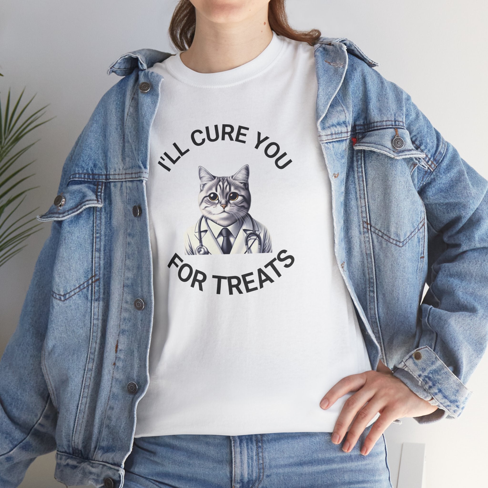Cat Doctor Unisex Heavy Cotton Tee, Funny Cat Shirt for Pet Lovers, Gift for Vet Assistants, Casual Wear, Animal Lover's Tee