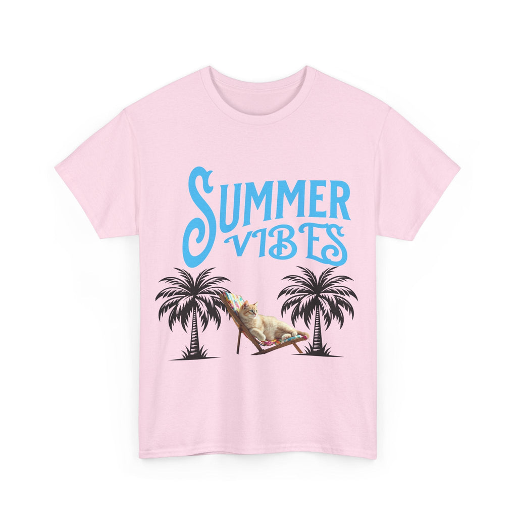 Cat lovers shirt Summer Vibes Tee, Beach Shirt, Vacation Apparel, Tropical T-Shirt, Casual Wear, Gift for Friends