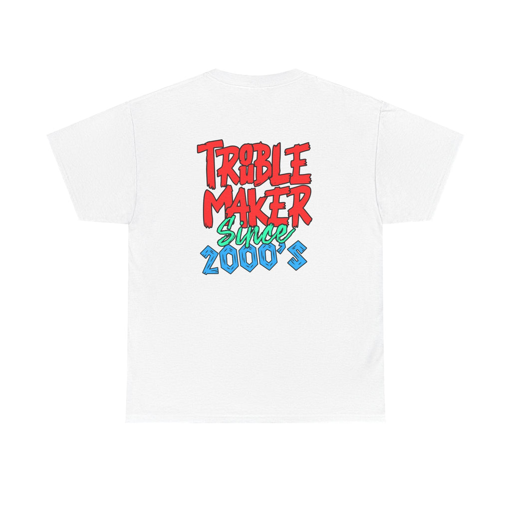 Trouble Maker Since 2000s Unisex Heavy Cotton Tee | Funny Graphic Shirt, Vintage Style Top, Gift for Rebel Friends, Casual Wear