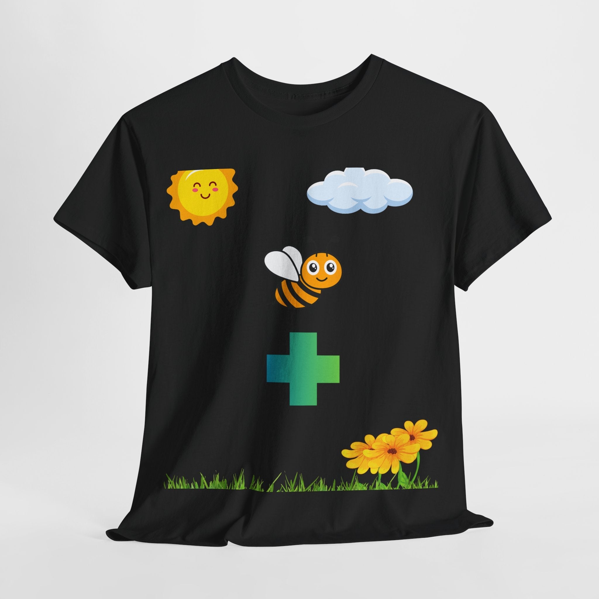 Cute be positive t-shirt. bee plus t-shirt