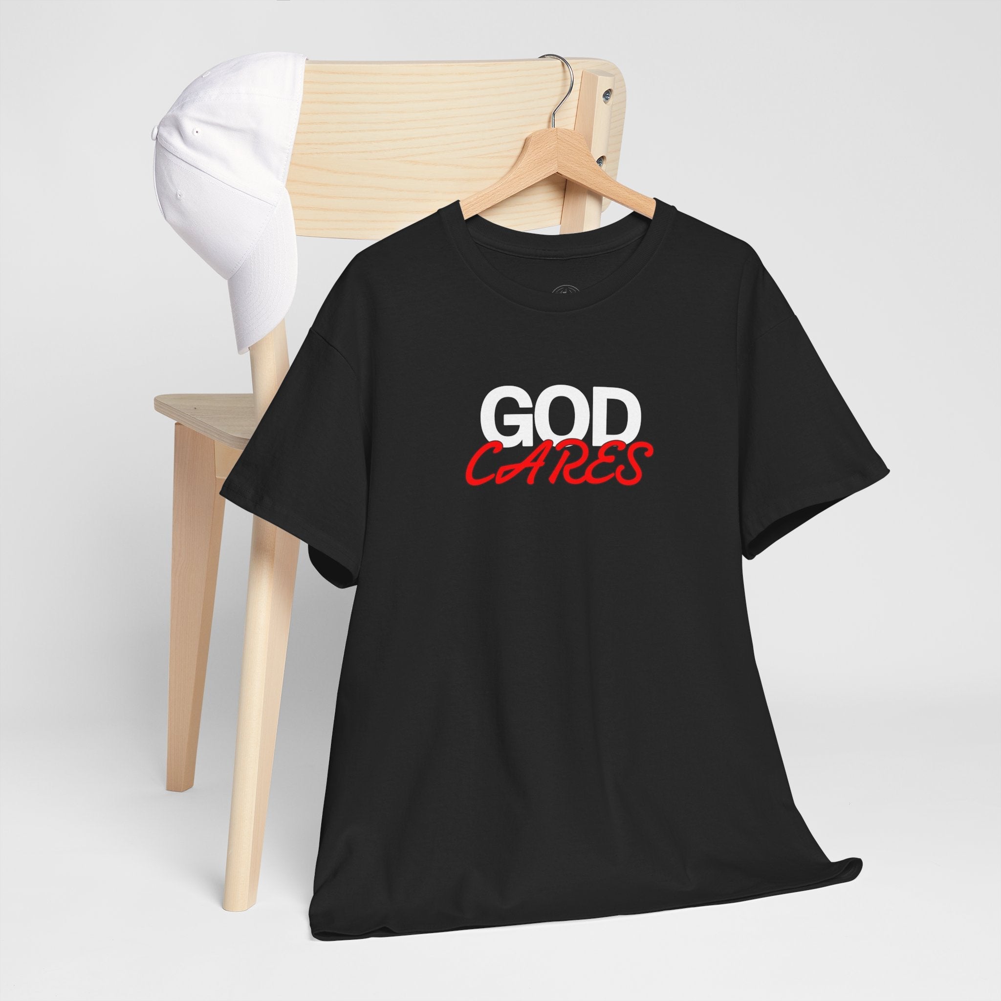 God Cares shirt Unisex Heavy Cotton Tee, Faith Shirt, Christian Apparel, Gift for Believers, Positive Message Tee