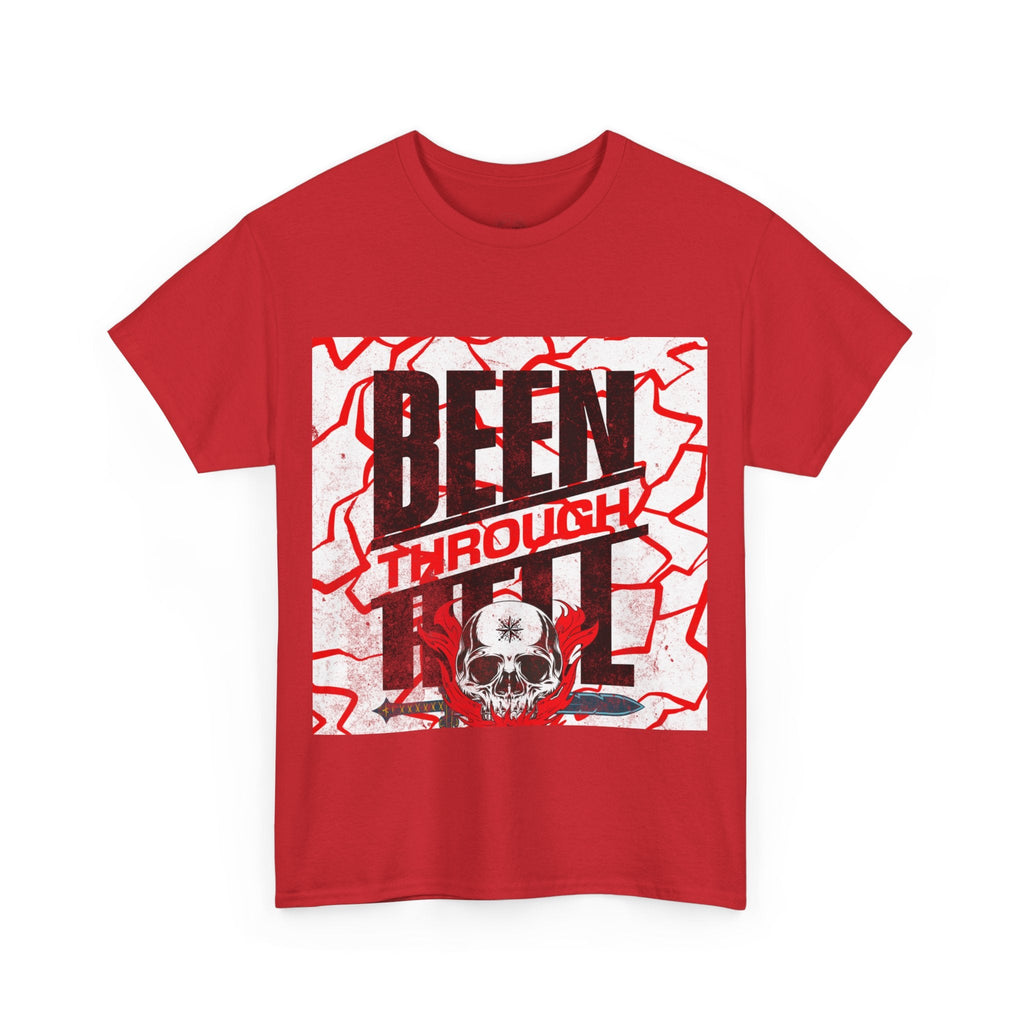 Been Through Hell t-shirt- Unisex Heavy Cotton Tee for Casual Wear, Music Festivals, Skateboarding, Rock t-shirt, Great Gift