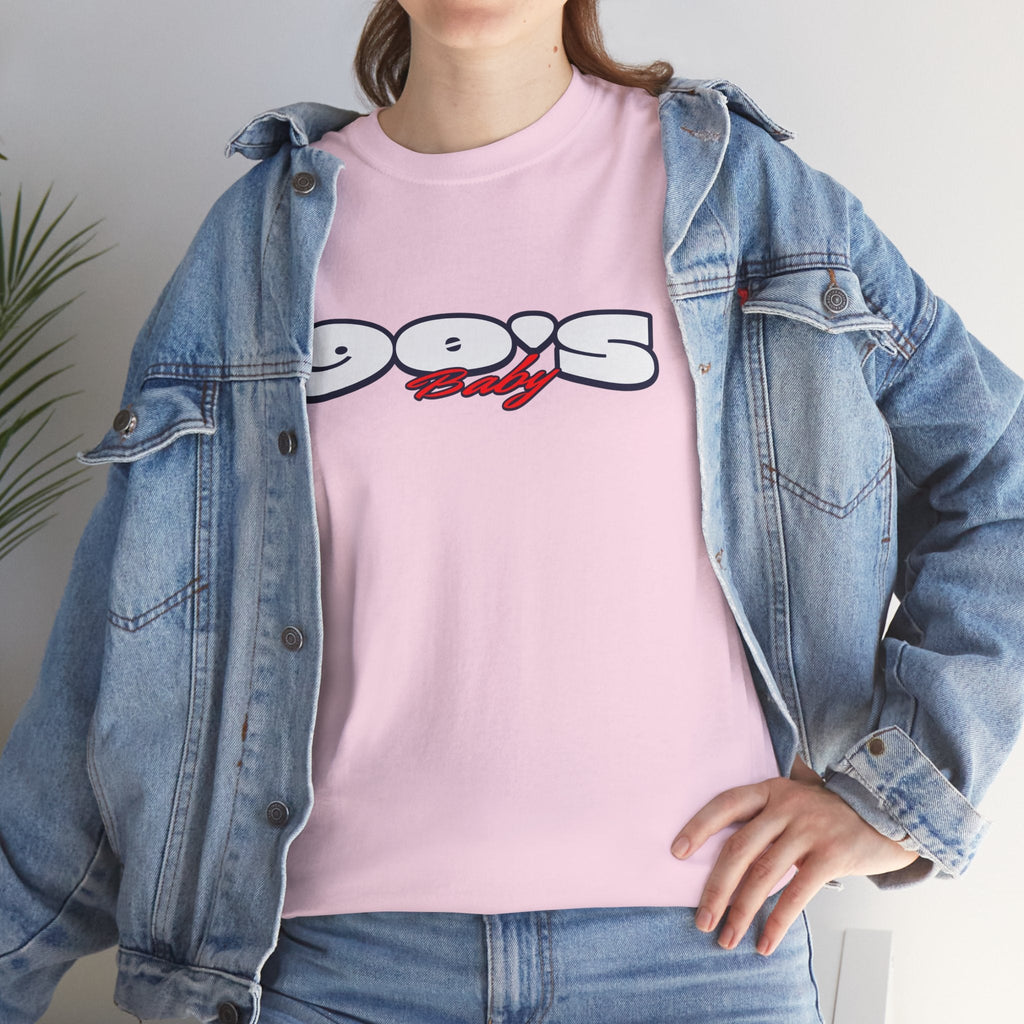 90s baby Nostalgia Unisex Heavy Cotton Tee, Retro Style T-Shirt, Casual Wear, Vintage Aesthetic, Gift for 90s Kids, Comfortable Everyday Tee
