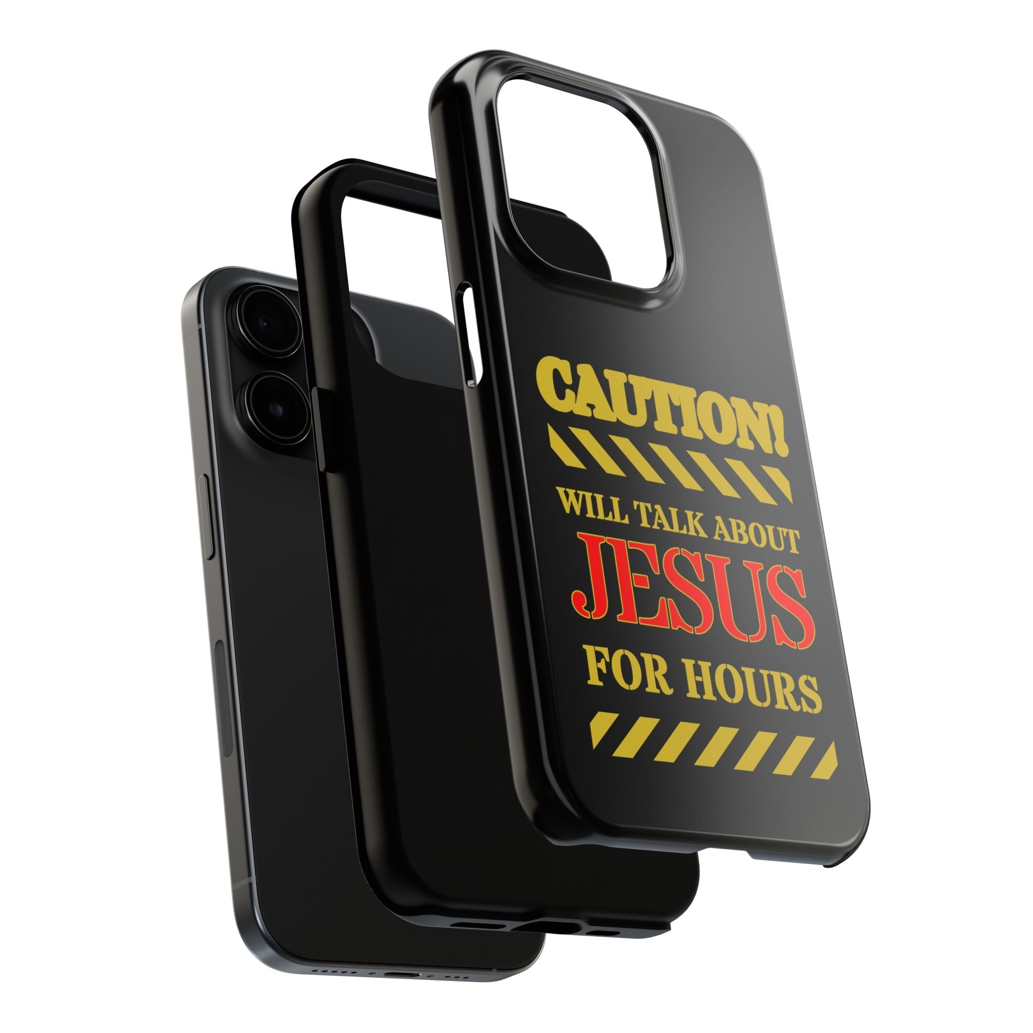 Caution Will Talk About Jesus for Hours iPhone compatible black Phone Case | Christian Phone Case