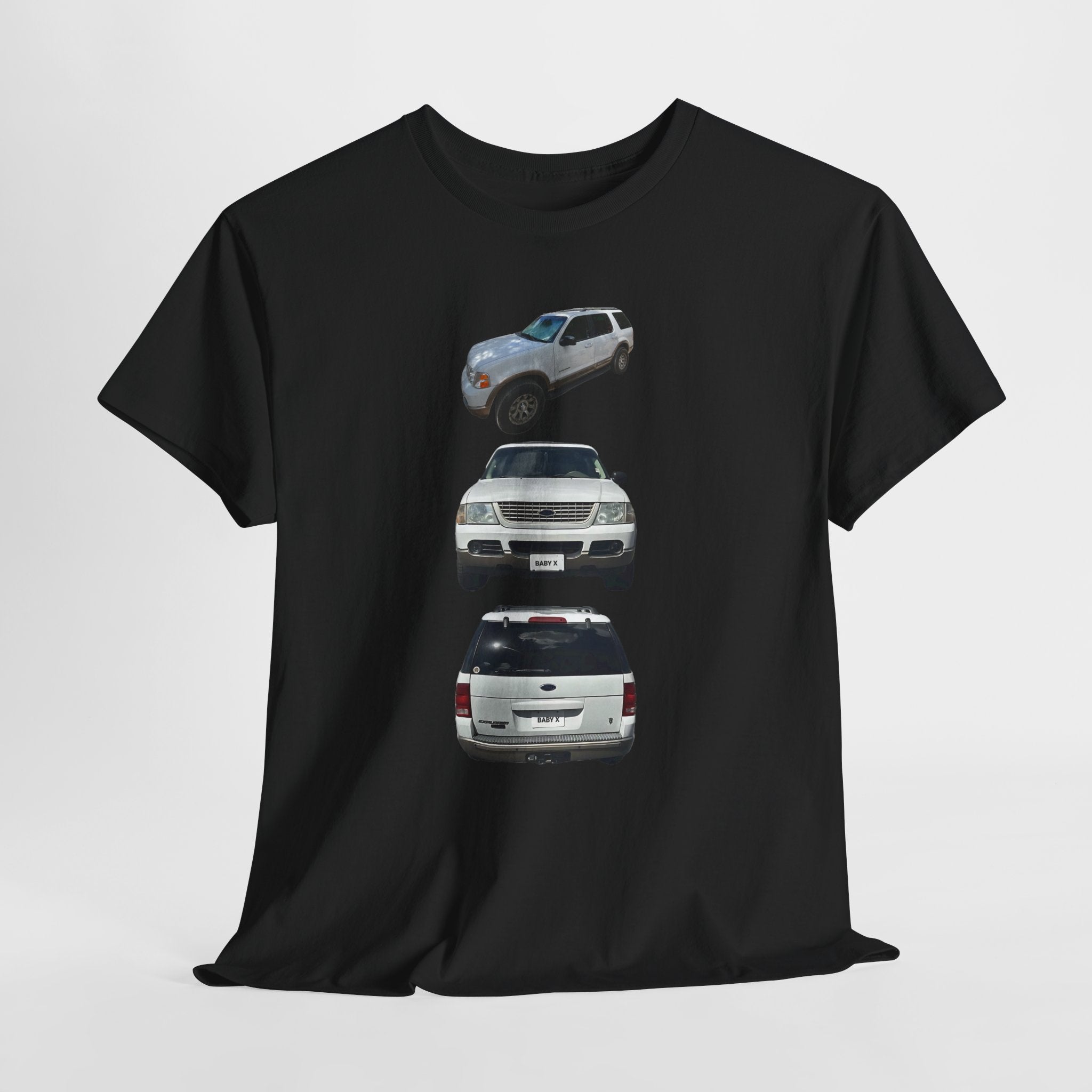 White Ford SUV Trio T-Shirt – Front, Side & Rear View Car Tee for Auto Enthusiasts