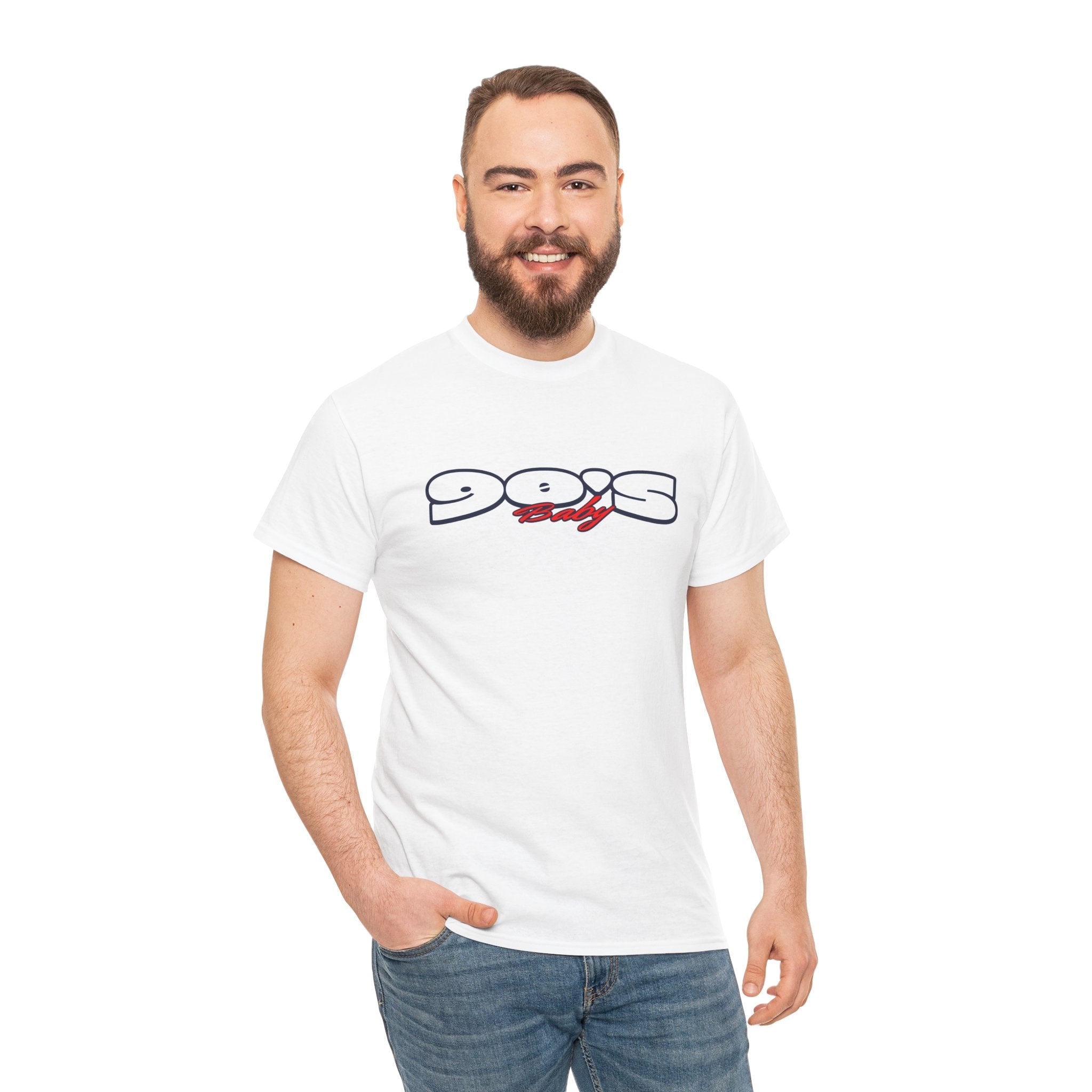 90s baby Nostalgia Unisex Heavy Cotton Tee, Retro Style T-Shirt, Casual Wear, Vintage Aesthetic, Gift for 90s Kids, Comfortable Everyday Tee