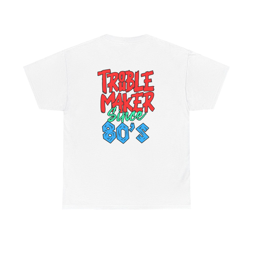 Trouble Maker Since 80s Unisex Heavy Cotton Tee | Funny Graphic Shirt, Vintage Style Top, Gift for Rebel Friends, Casual Wear