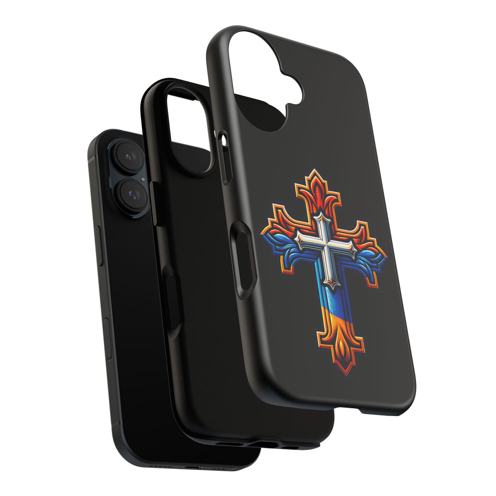 iPhone 16 iPhone 16 Pro iPhone 16 Pro Max iPhone 15 iPhone 15 Pro iPhone 15 Pro Max Armenian Cross phone case black, Christian phone case
