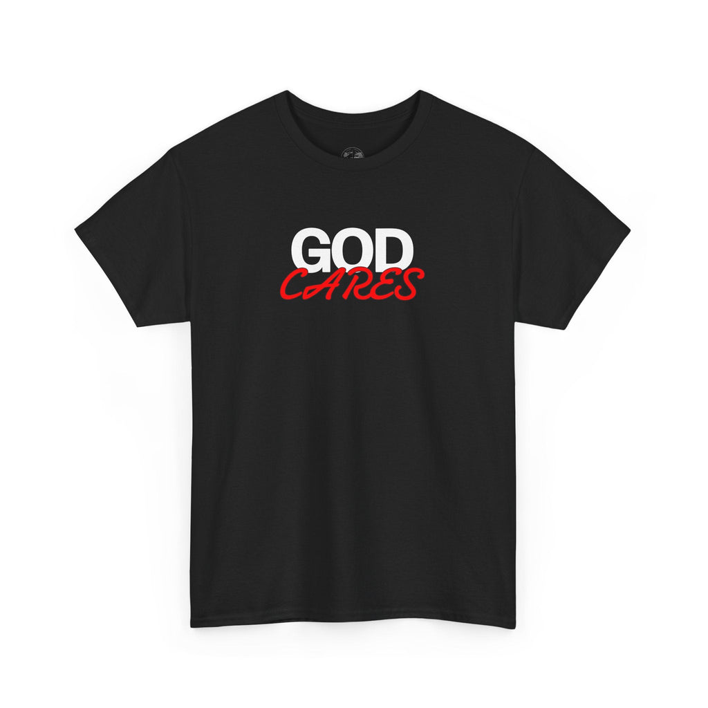 God Cares shirt Unisex Heavy Cotton Tee, Faith Shirt, Christian Apparel, Gift for Believers, Positive Message Tee