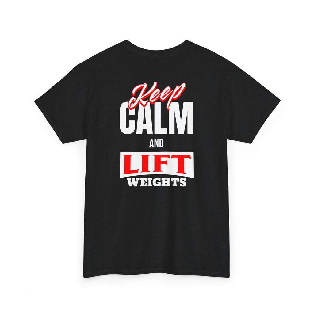 Keep Calm & Lift Weights Unisex Heavy Cotton Tee, Gym Shirt, Fitness Apparel, Workout T-Shirt, Motivational Tee, Gift for Gym Lovers