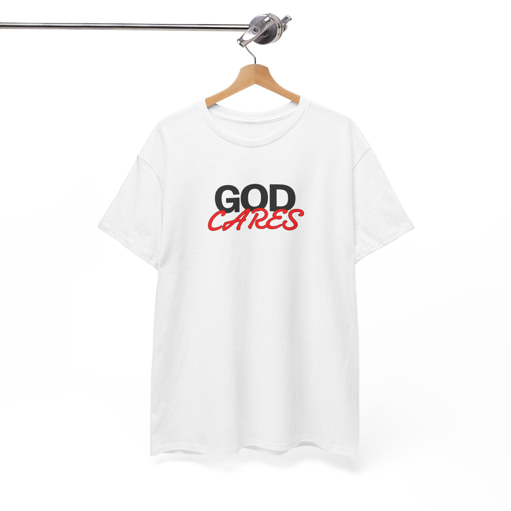 God Cares shirt Unisex Heavy Cotton Tee, Faith Shirt, Christian Apparel, Gift for Believers, Positive Message Tee