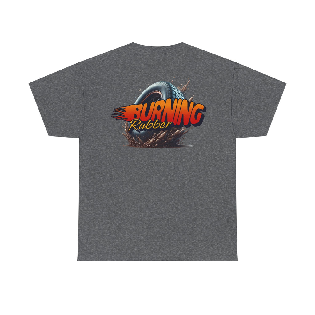 Burning Rubber Unisex Heavy Cotton Tee, Car Enthusiast Gift, Racing Shirt, Casual Everyday Wear, Streetwear, Automotive Apparel