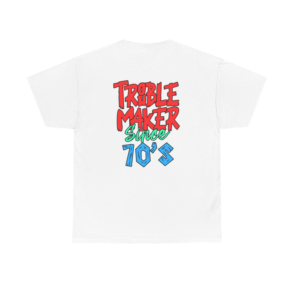 Trouble Maker Since 70s Unisex Heavy Cotton Tee | Funny Graphic Shirt, Vintage Style Top, Gift for Rebel Friends, Casual Wear