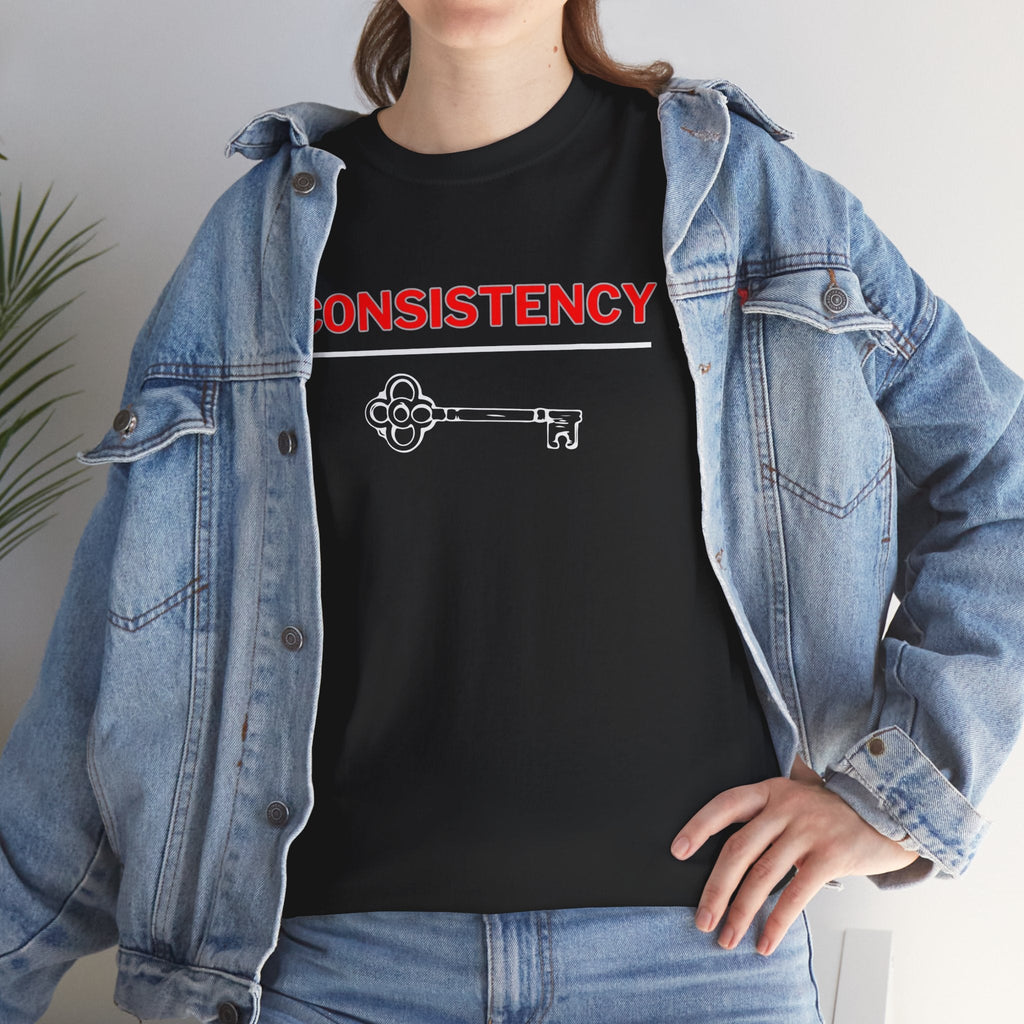 Motivational Unisex Heavy Cotton Tee - Consistency is Key | Inspirational Gift, Workout Shirt, Daily Reminder, Graphic Tee