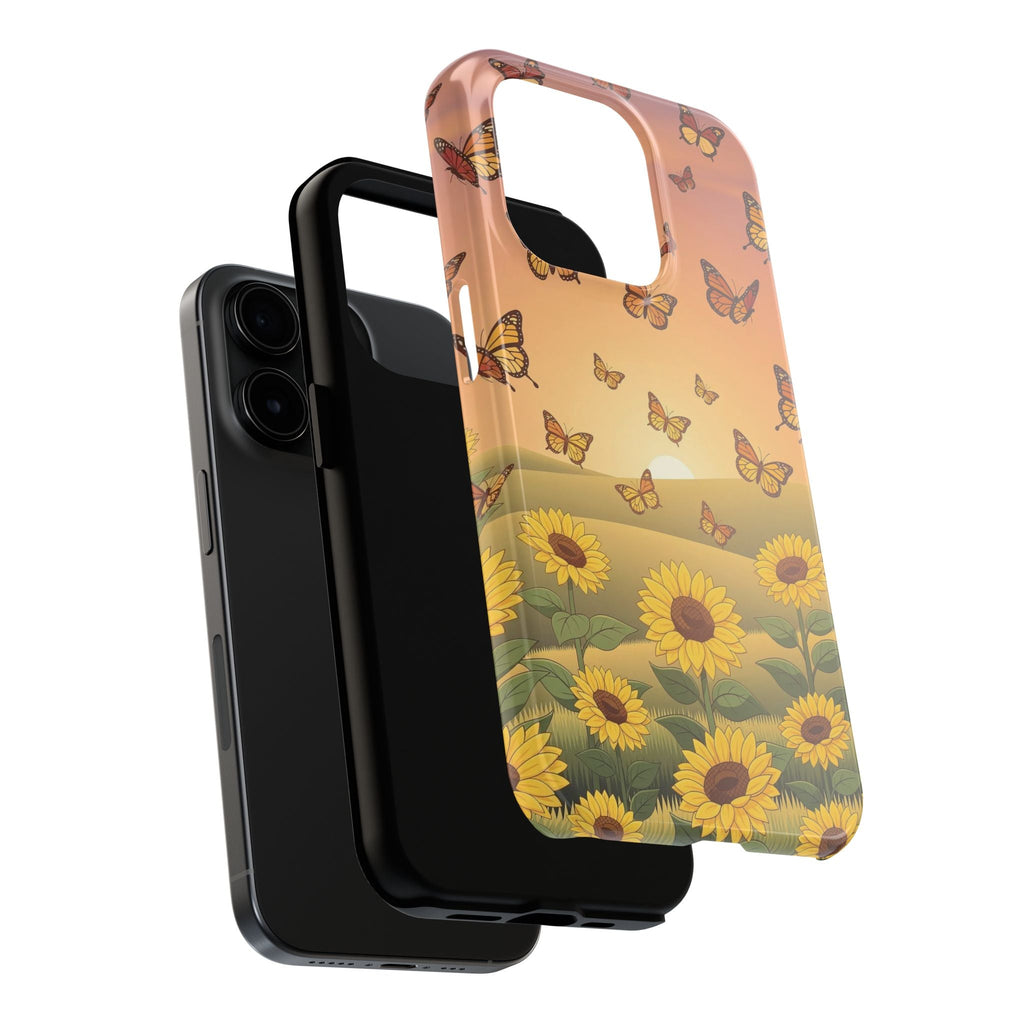 Sunflower Field Butterflies iphone compatible Phone Case | Tough Phone Case