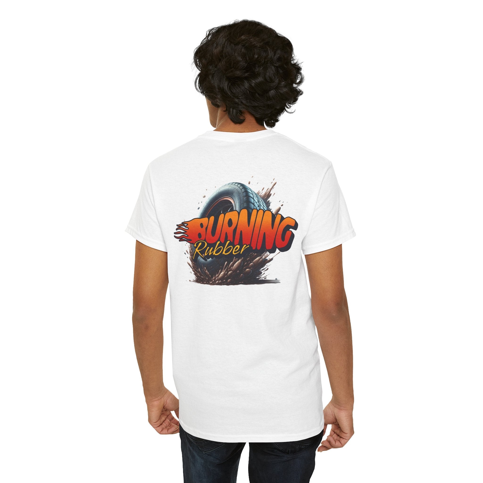 Burning Rubber Unisex Heavy Cotton Tee, Car Enthusiast Gift, Racing Shirt, Casual Everyday Wear, Streetwear, Automotive Apparel