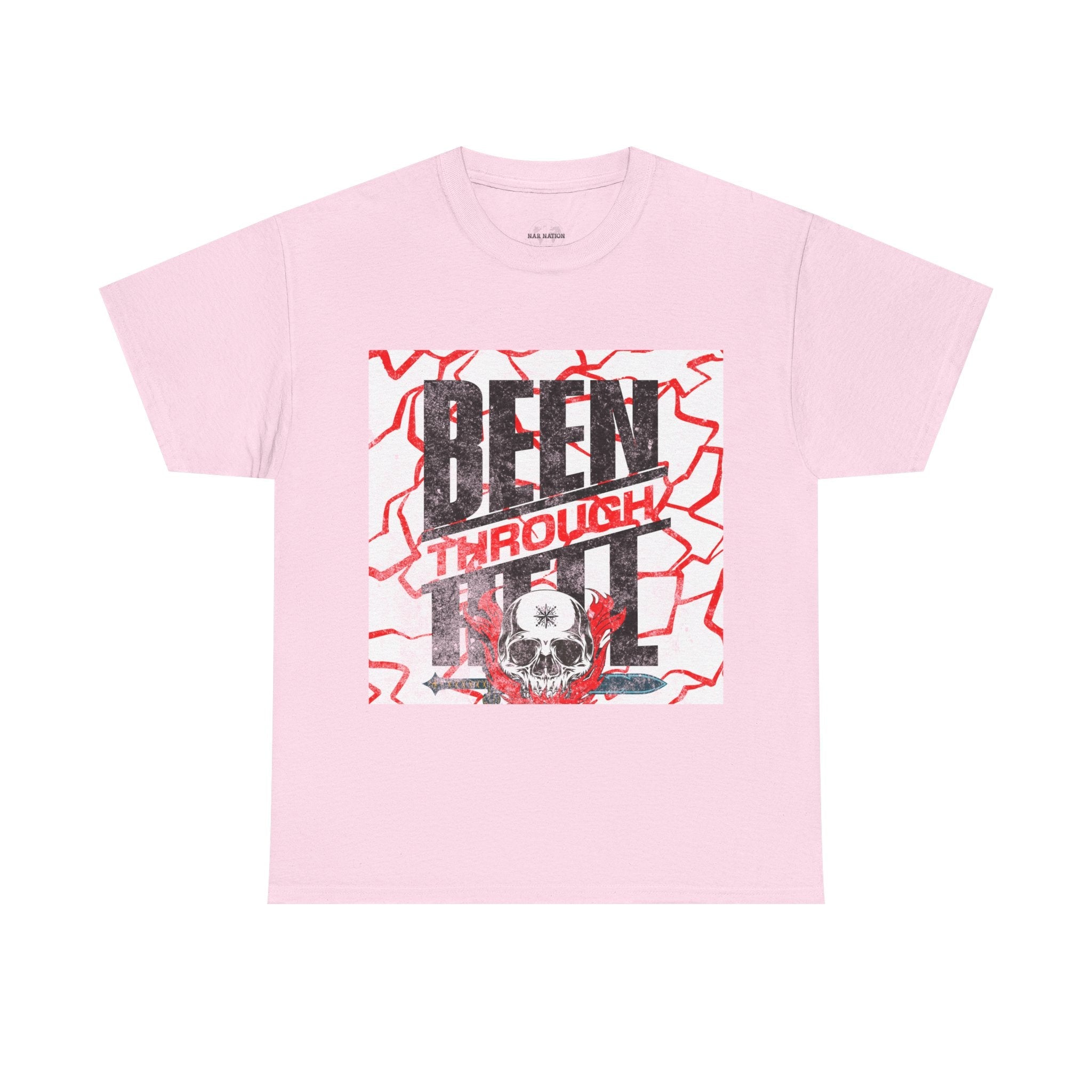 Been Through Hell t-shirt- Unisex Heavy Cotton Tee for Casual Wear, Music Festivals, Skateboarding, Rock t-shirt, Great Gift