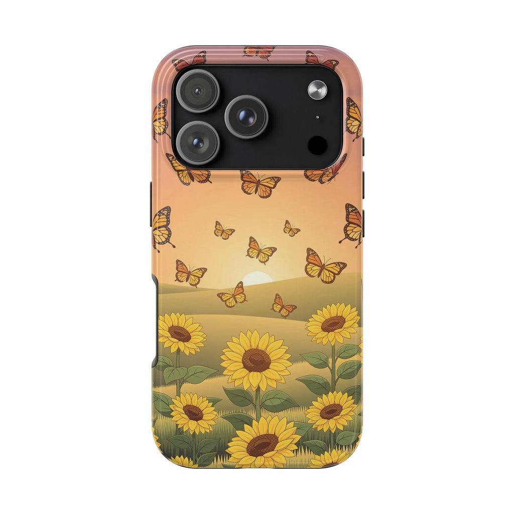 Sunflower Field Butterflies iphone compatible Phone Case | Tough Phone Case