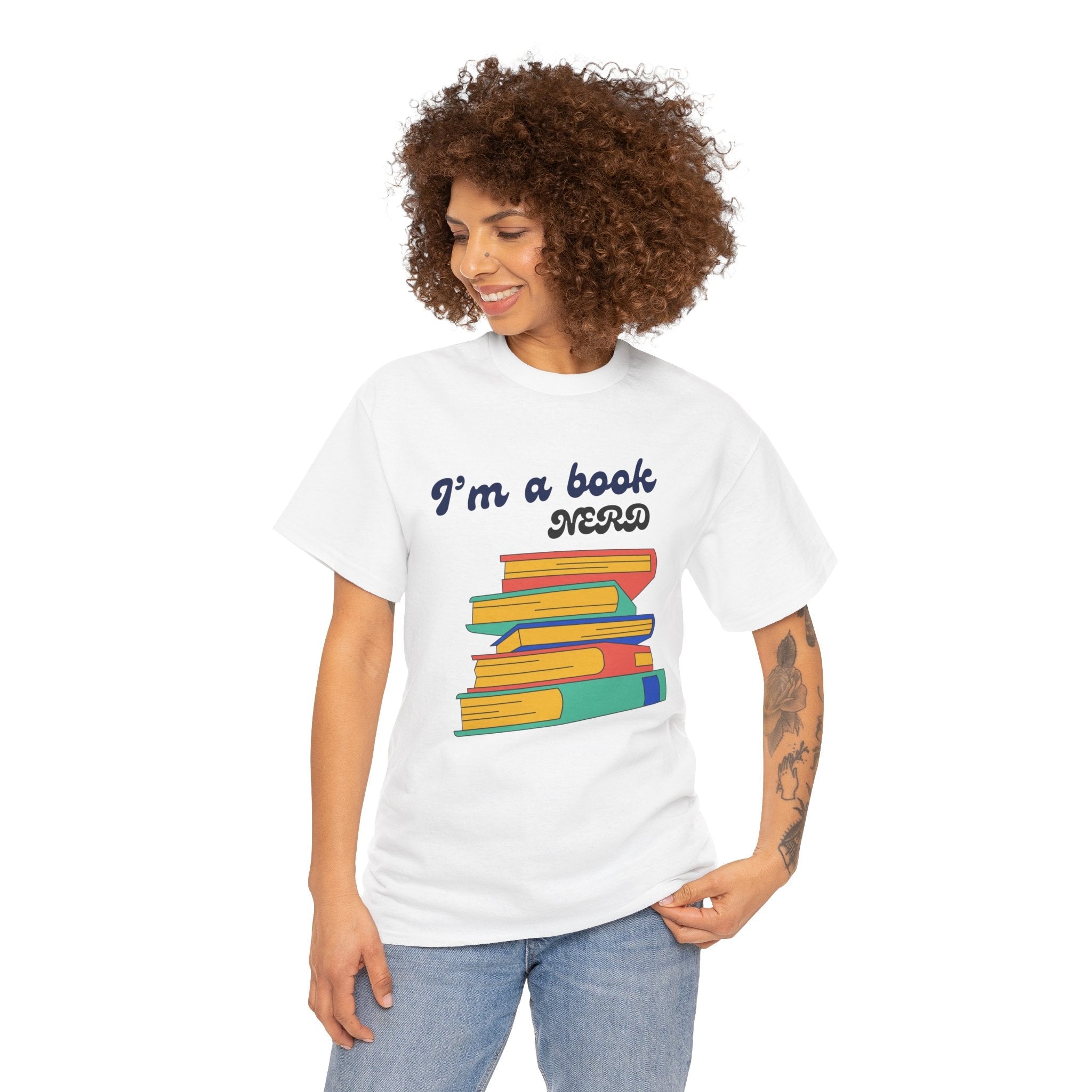 I'm a Book Nerd Unisex Heavy Cotton Tee, Perfect for Book Lovers, Reading Gifts, Nerdy Apparel, Casual Wear, book nerd shirt