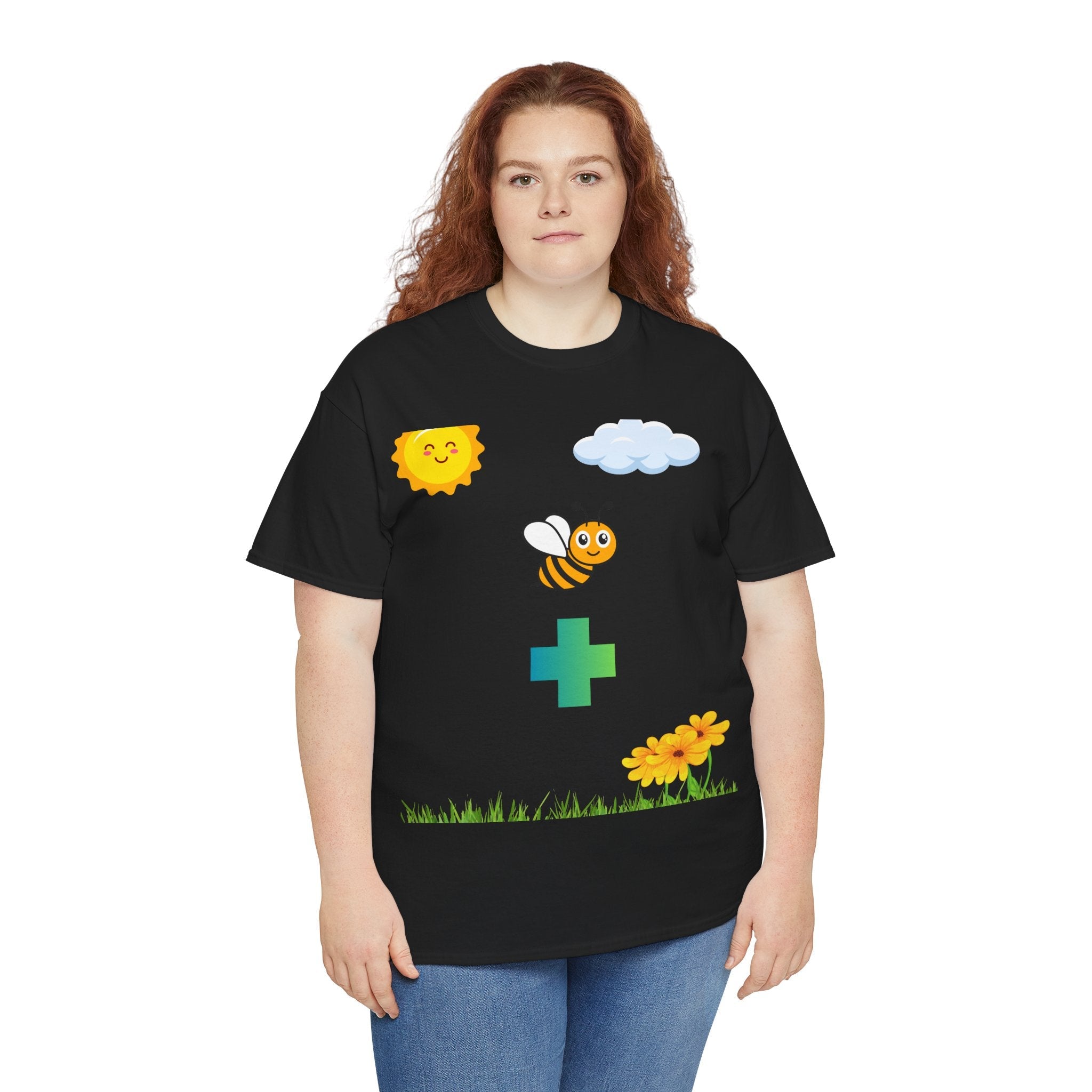 Cute be positive t-shirt. bee plus t-shirt