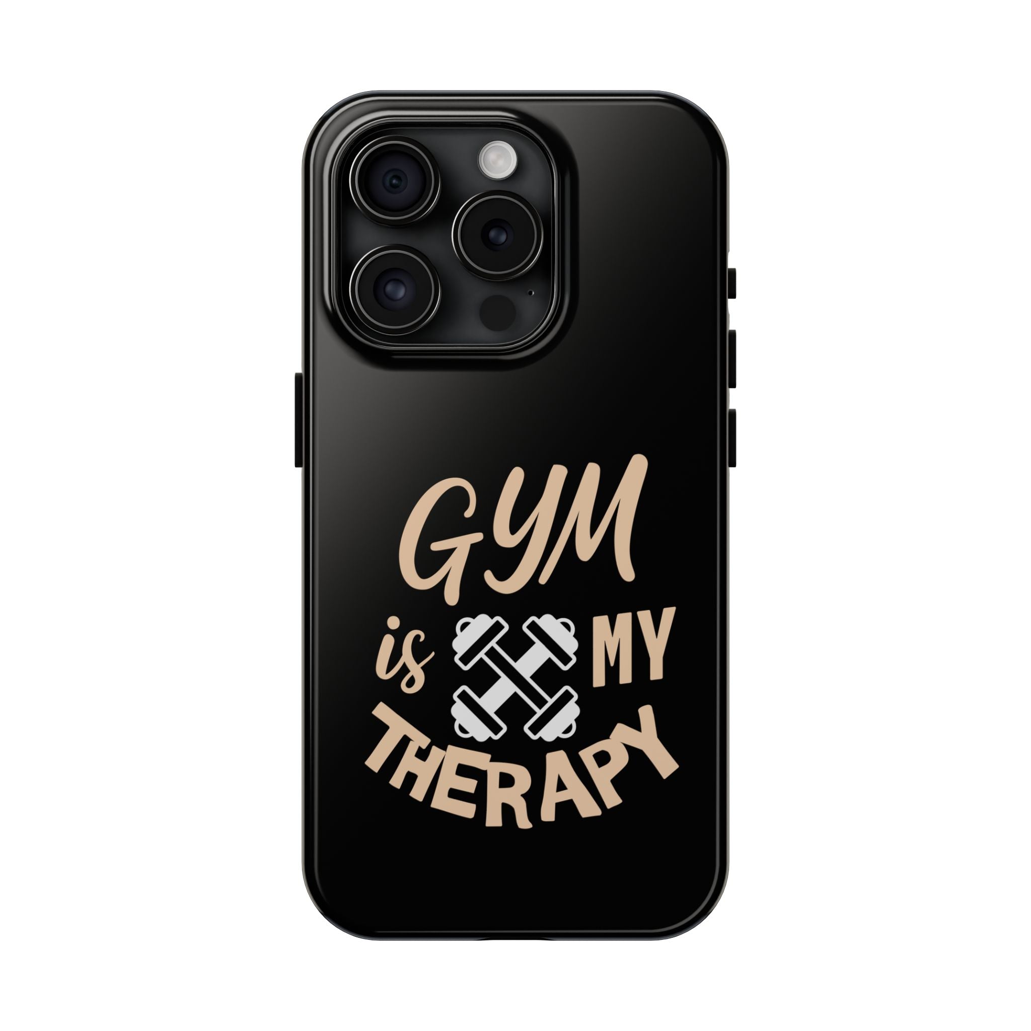 Gym Is My Therapy iPhone Phone Case | Fitness Dumbbell Workout Motivational iphone compatibie