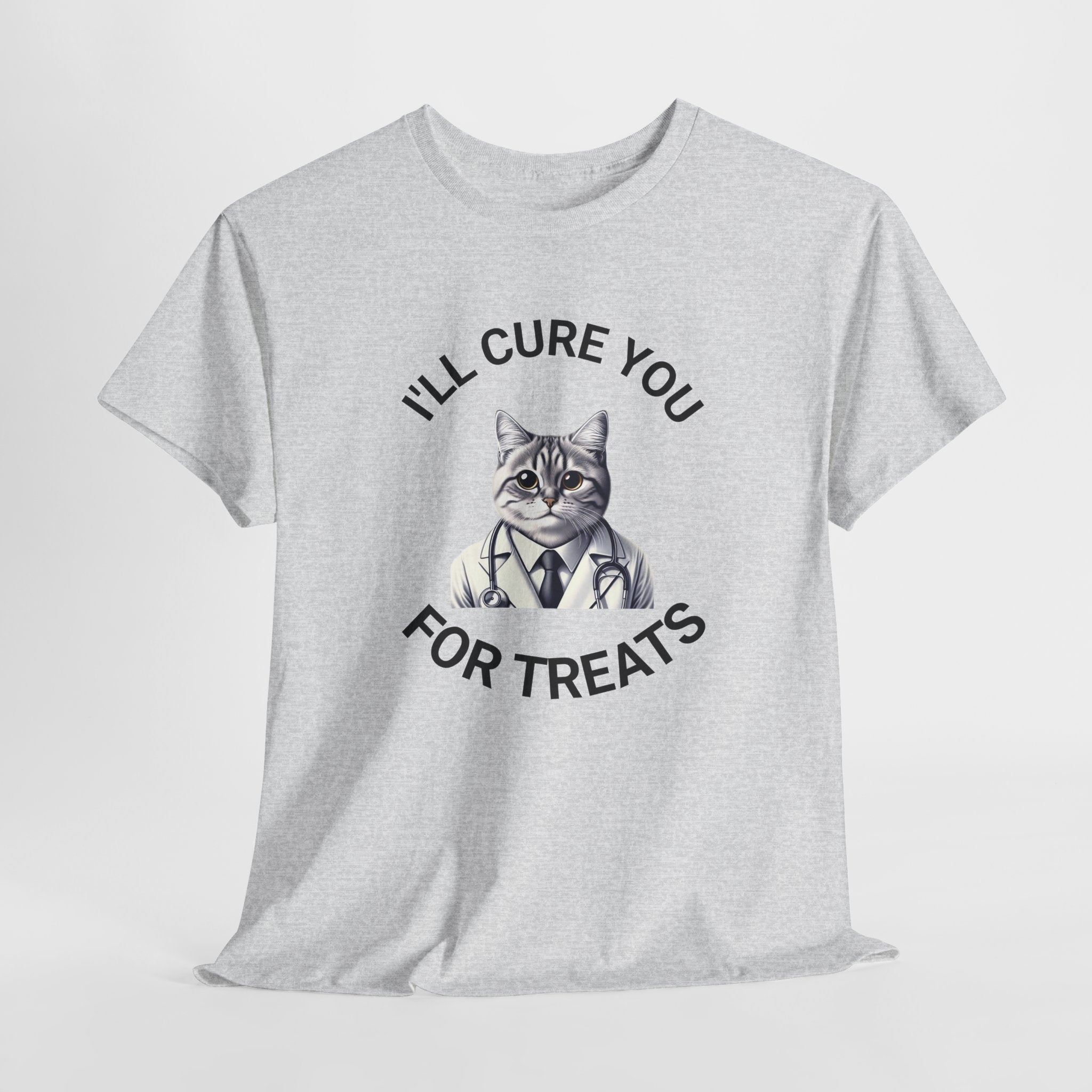 Cat Doctor Unisex Heavy Cotton Tee, Funny Cat Shirt for Pet Lovers, Gift for Vet Assistants, Casual Wear, Animal Lover's Tee