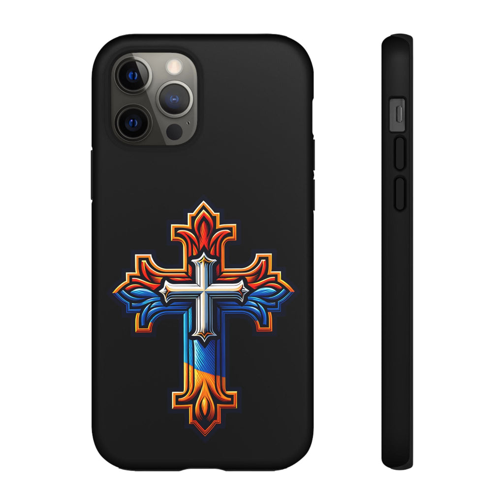 iPhone 16 iPhone 16 Pro iPhone 16 Pro Max iPhone 15 iPhone 15 Pro iPhone 15 Pro Max Armenian Cross phone case black, Christian phone case