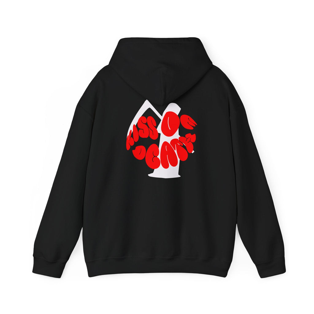 Kiss Of Death Hoodie, Black or Navy blue hoodie, Comfy hoodie, Kangaroo pouch pocket, cool design hoodie, Gift for him, Gift for her