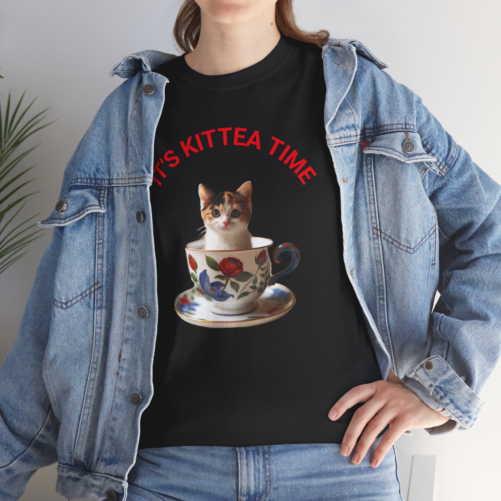 Funny Cat Lover Tee, It's Kittea Time Shirt, Unisex Cotton T-Shirt, Gift for Pet Owners, Animal Lover Apparel, Casual Wear