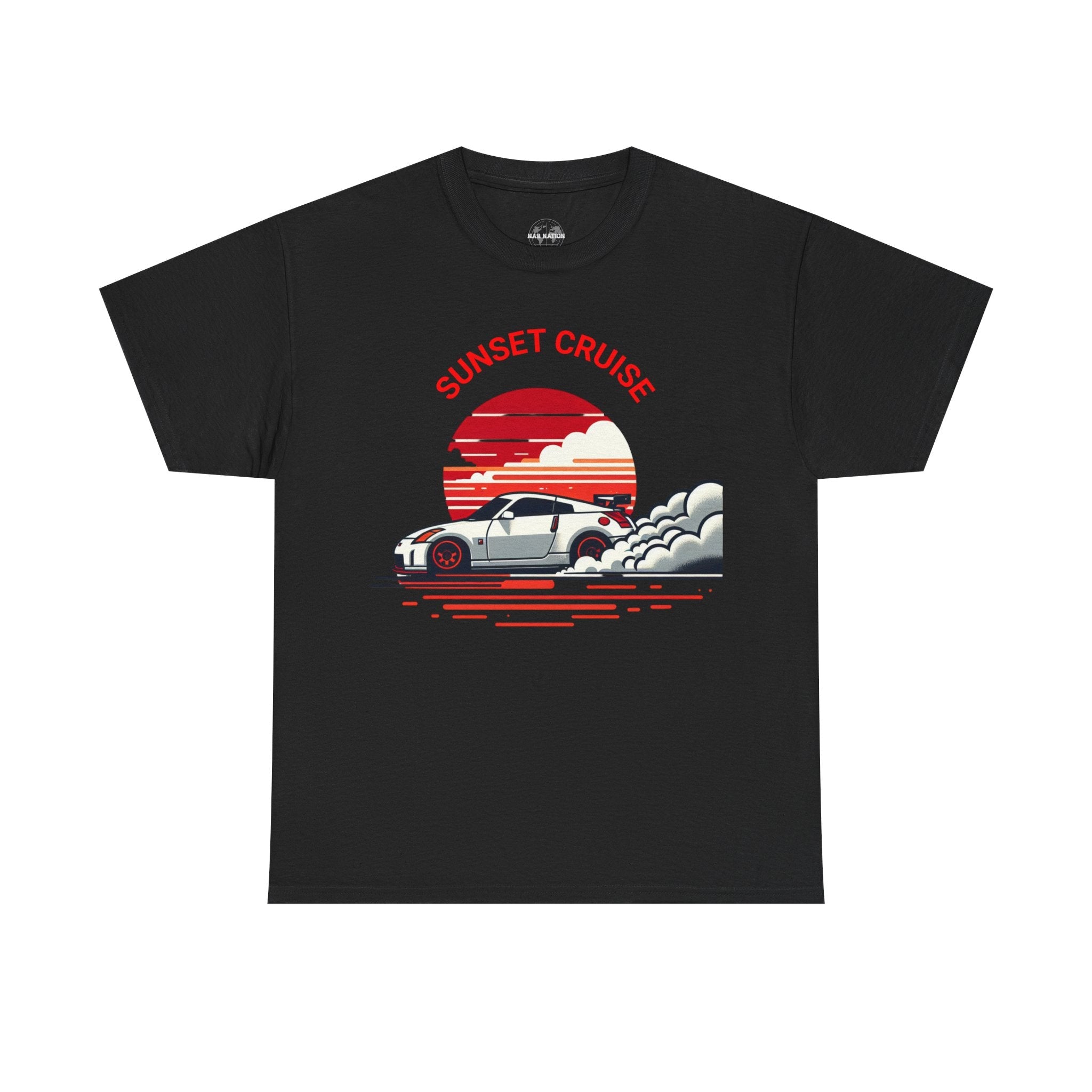 Sunset Cruise Unisex Heavy Cotton Tee | Retro Car Shirt, Gift for Car Lovers, Summer Fashion, Road Trip T-Shirt, Vacation Tee