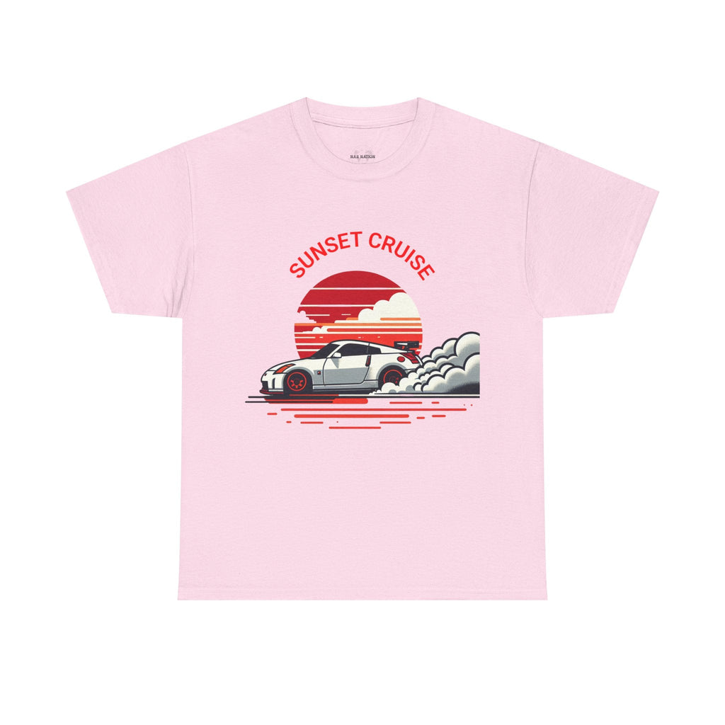 Sunset Cruise Unisex Heavy Cotton Tee | Retro Car Shirt, Gift for Car Lovers, Summer Fashion, Road Trip T-Shirt, Vacation Tee