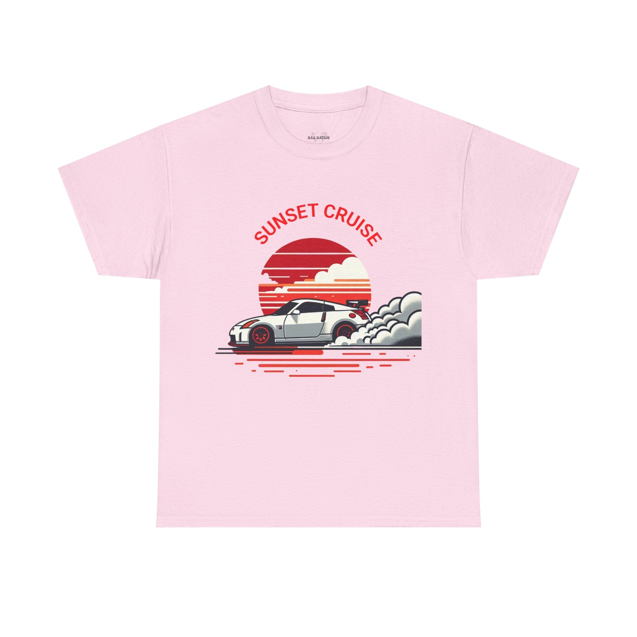 Sunset Cruise Unisex Heavy Cotton Tee | Retro Car Shirt, Gift for Car Lovers, Summer Fashion, Road Trip T-Shirt, Vacation Tee