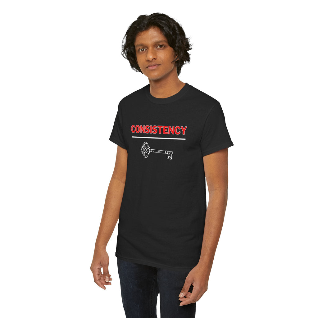 Motivational Unisex Heavy Cotton Tee - Consistency is Key | Inspirational Gift, Workout Shirt, Daily Reminder, Graphic Tee