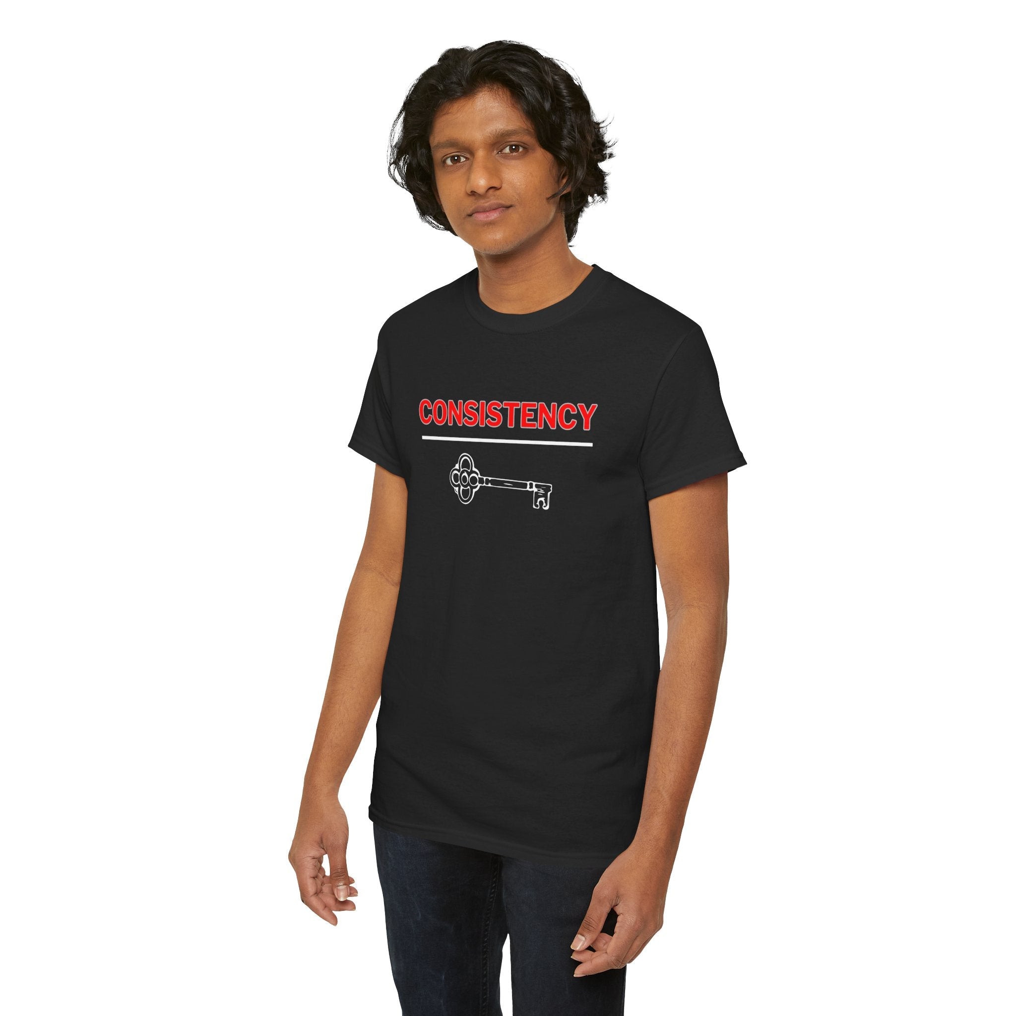 Motivational Unisex Heavy Cotton Tee - Consistency is Key | Inspirational Gift, Workout Shirt, Daily Reminder, Graphic Tee