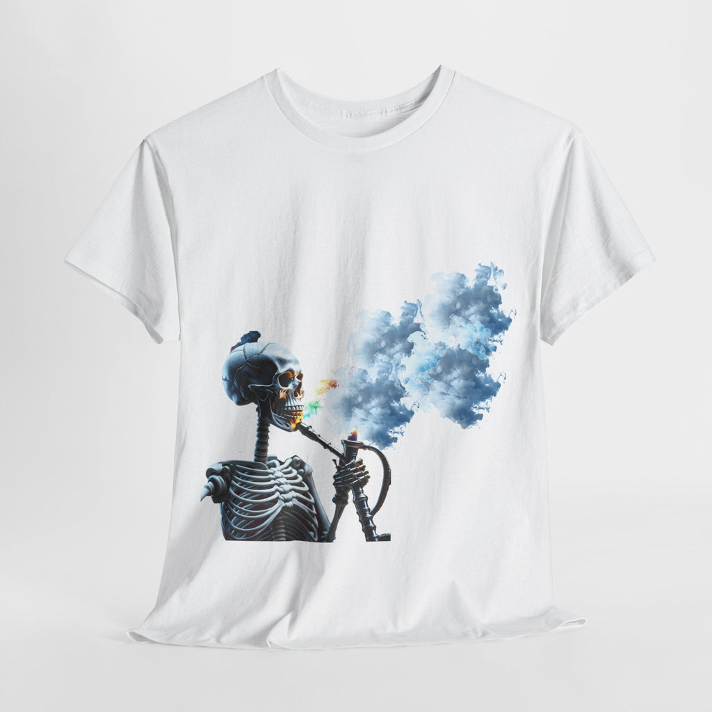 Skeleton smoking T-shirt, Chill Vibes Skeleton Tee Relaxed Graphic T-Shirt, Cool Summer Wear, Gift for Music Lovers, Casual Streetwear