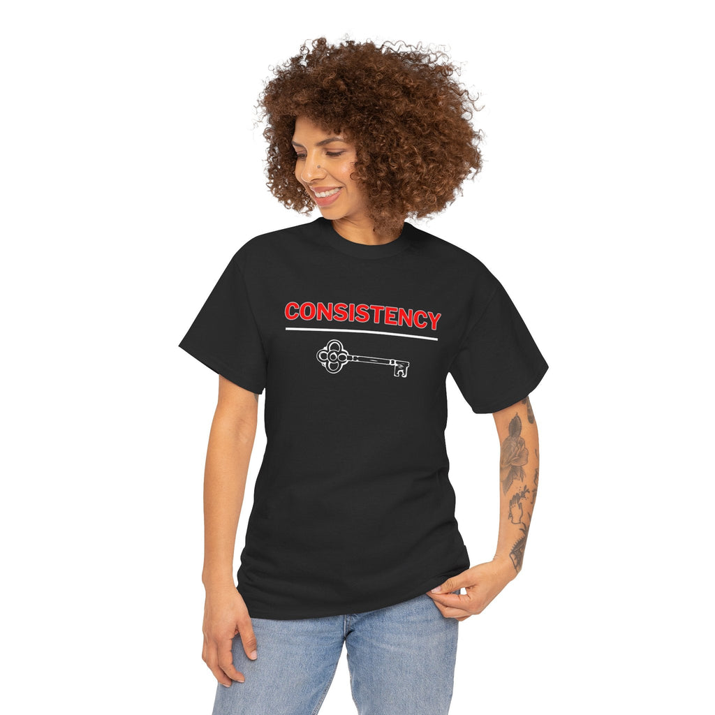 Motivational Unisex Heavy Cotton Tee - Consistency is Key | Inspirational Gift, Workout Shirt, Daily Reminder, Graphic Tee