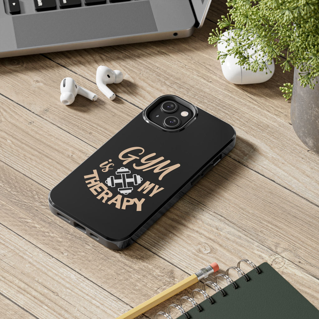 Gym Is My Therapy iPhone Phone Case | Fitness Dumbbell Workout Motivational iphone compatibie